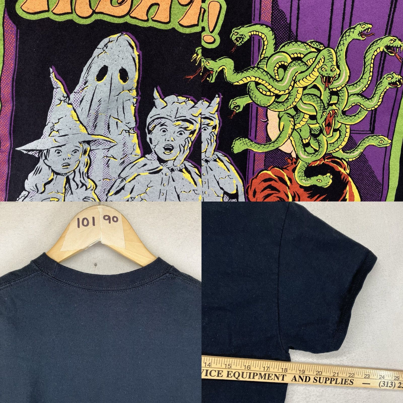 Vintage VINTAGE Steven Rhodes Trick Or Treat T-Medusa Design T Shirt Black Small Women 80s Halloween Horror Retro Cotton Knit Crew Neck Short Sleeve Mens? Size S / US 4 / IT 40 - 8 Thumbnail