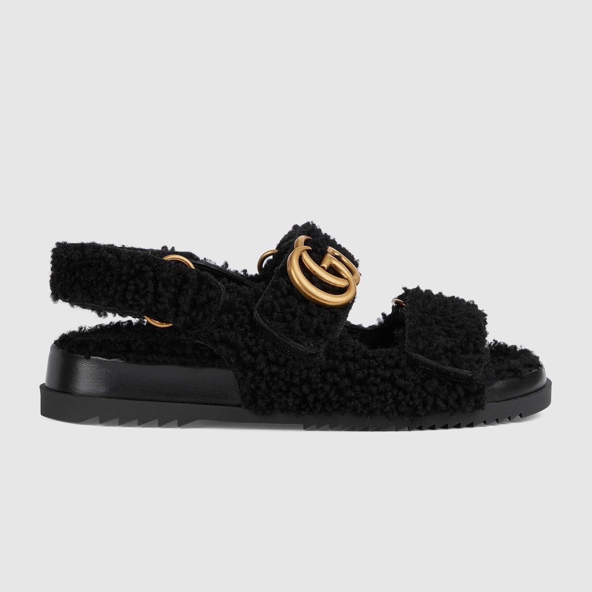 o1s1wg110225 Double G Merino Wool Sandals in Black