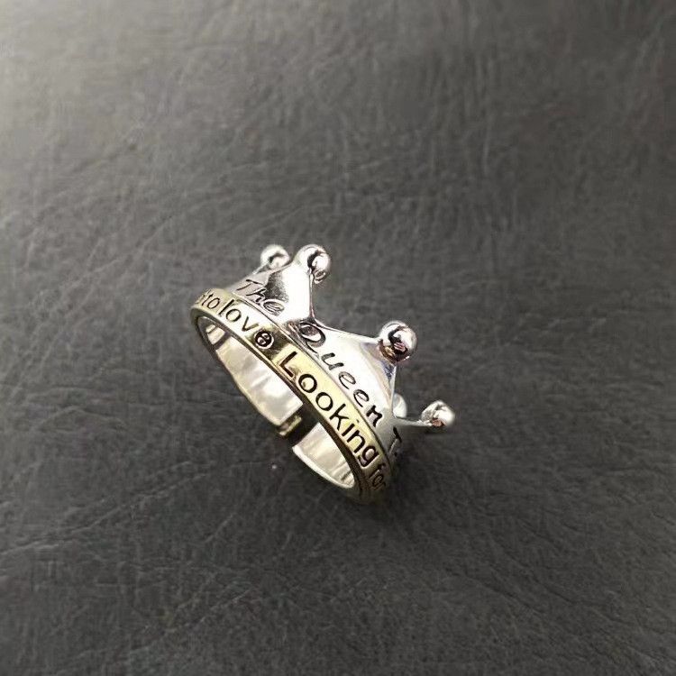 Jewelry Retro Letter & Crown Open Ring Size ONE SIZE - 1 Thumbnail