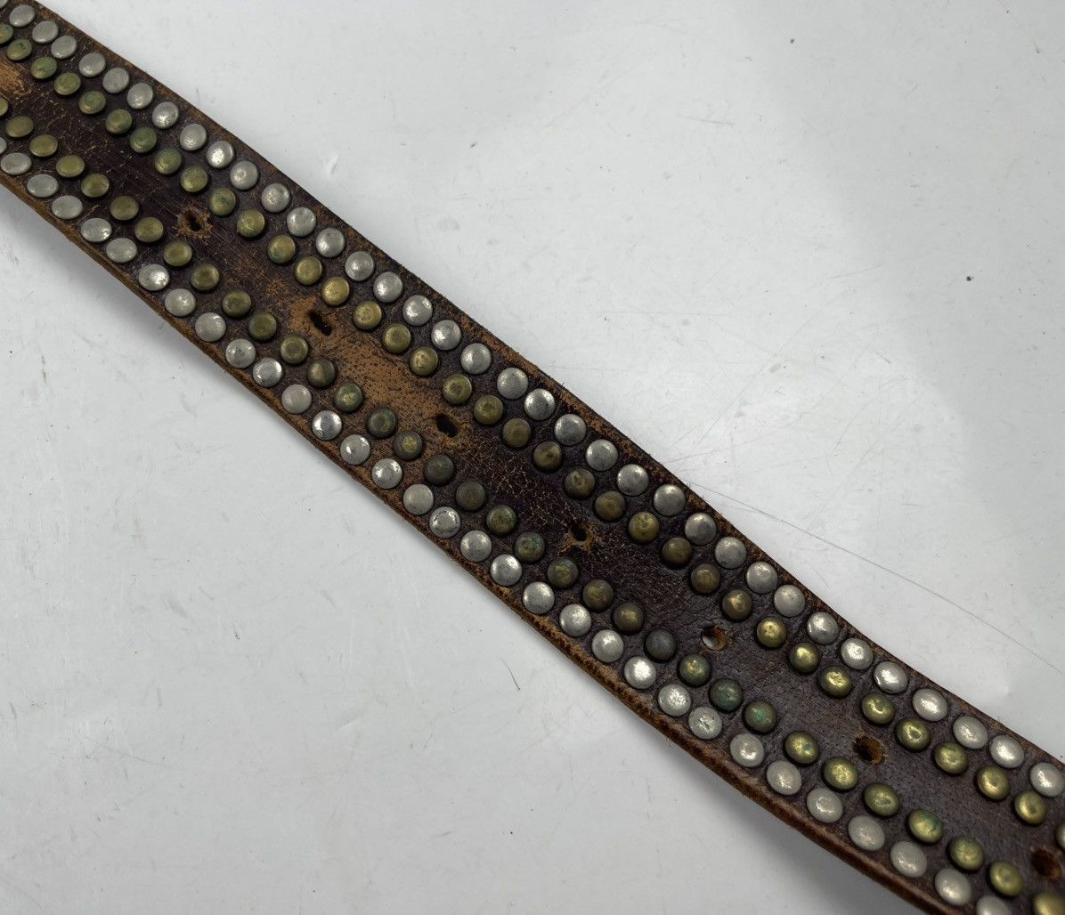 Japanese Brand vintage big buckle studded leather belt tc31 Size 38 - 3 Thumbnail