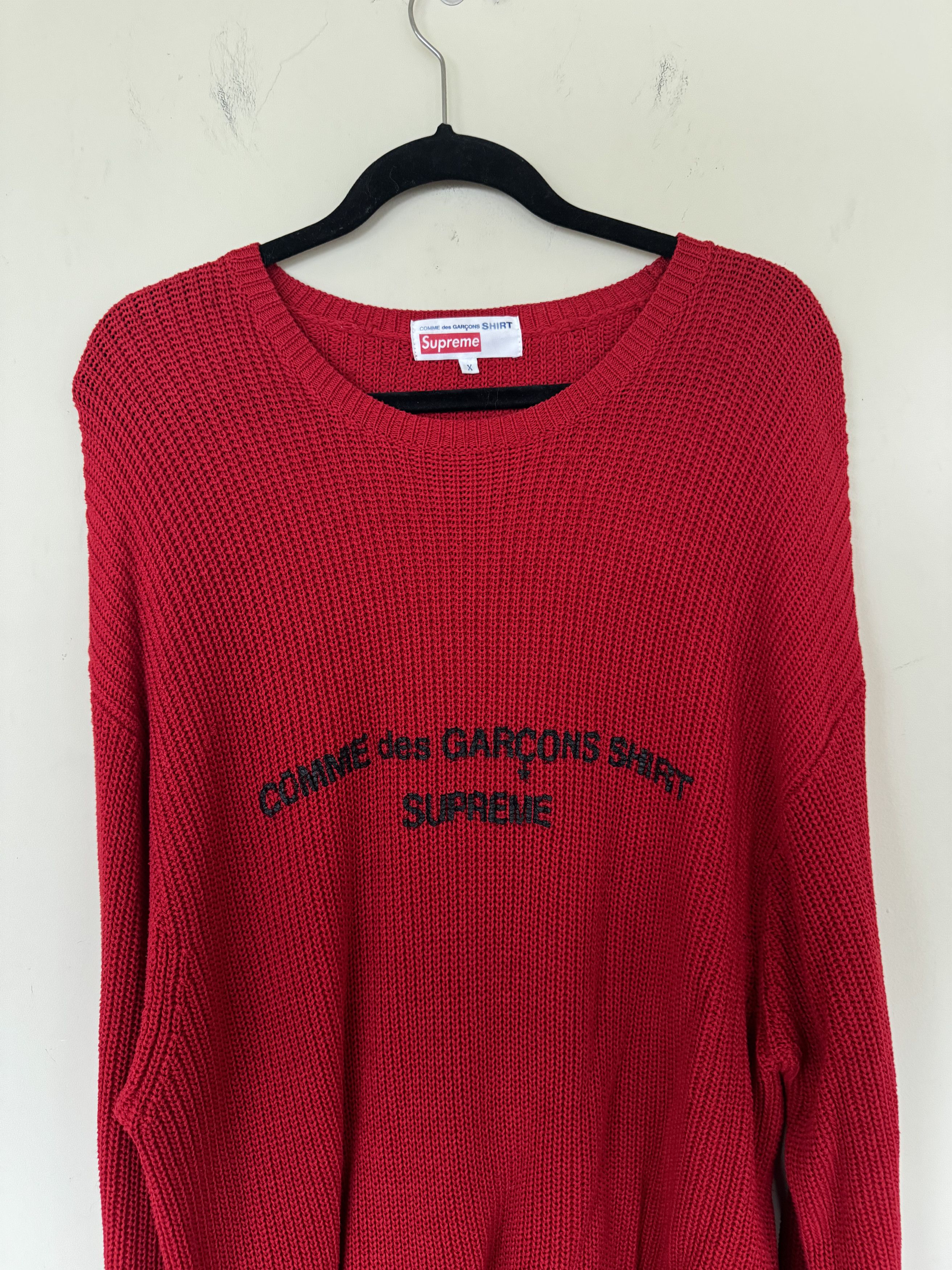 Comme des Garcons SHIRT × Supreme Comme Des Garcons Supreme Red Sweater Size US XL / EU 56 / 4 - 2 Thumbnail