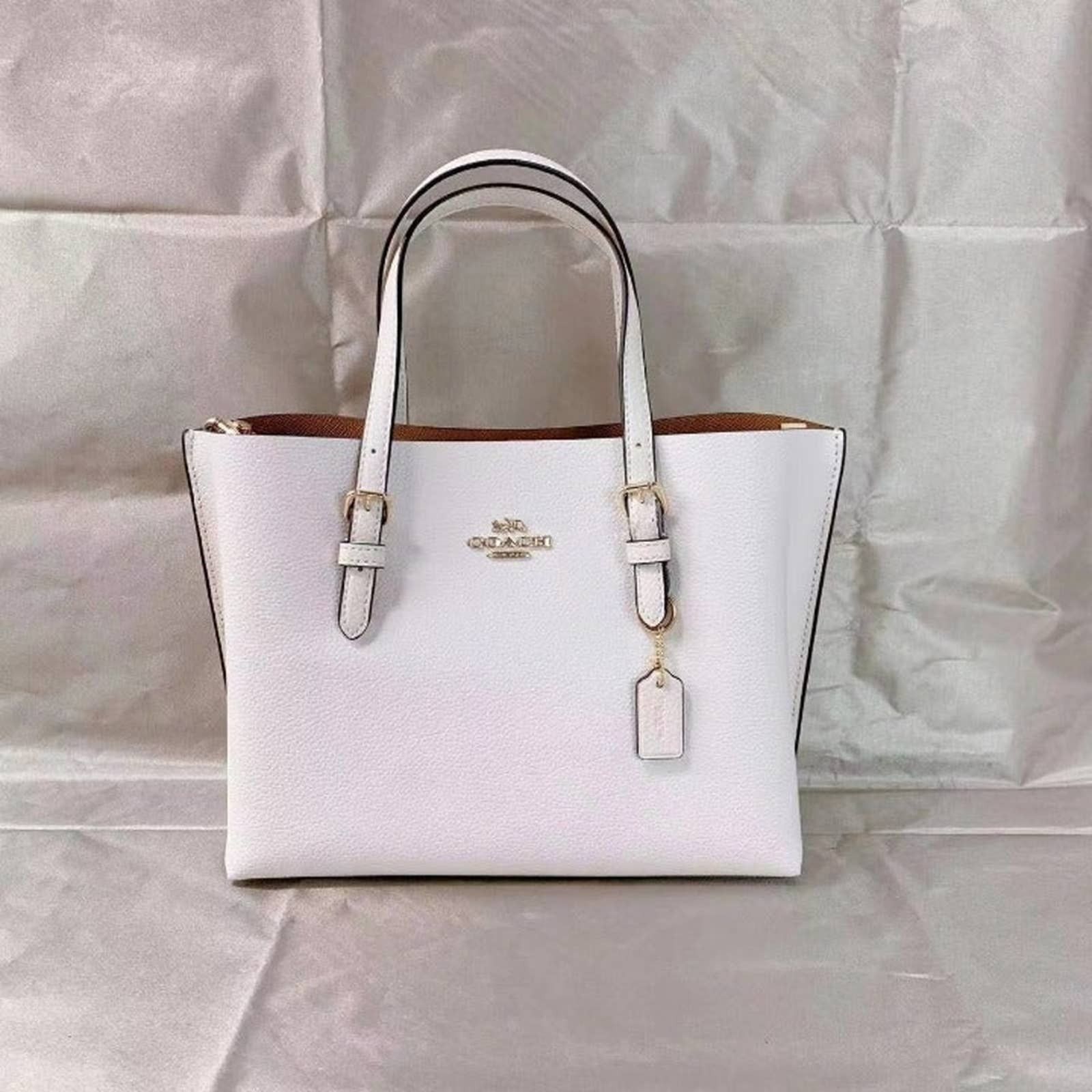 image of Coach C4084 Mollie Tote 25 In Gold/chalk Light Saddle in White, Women's