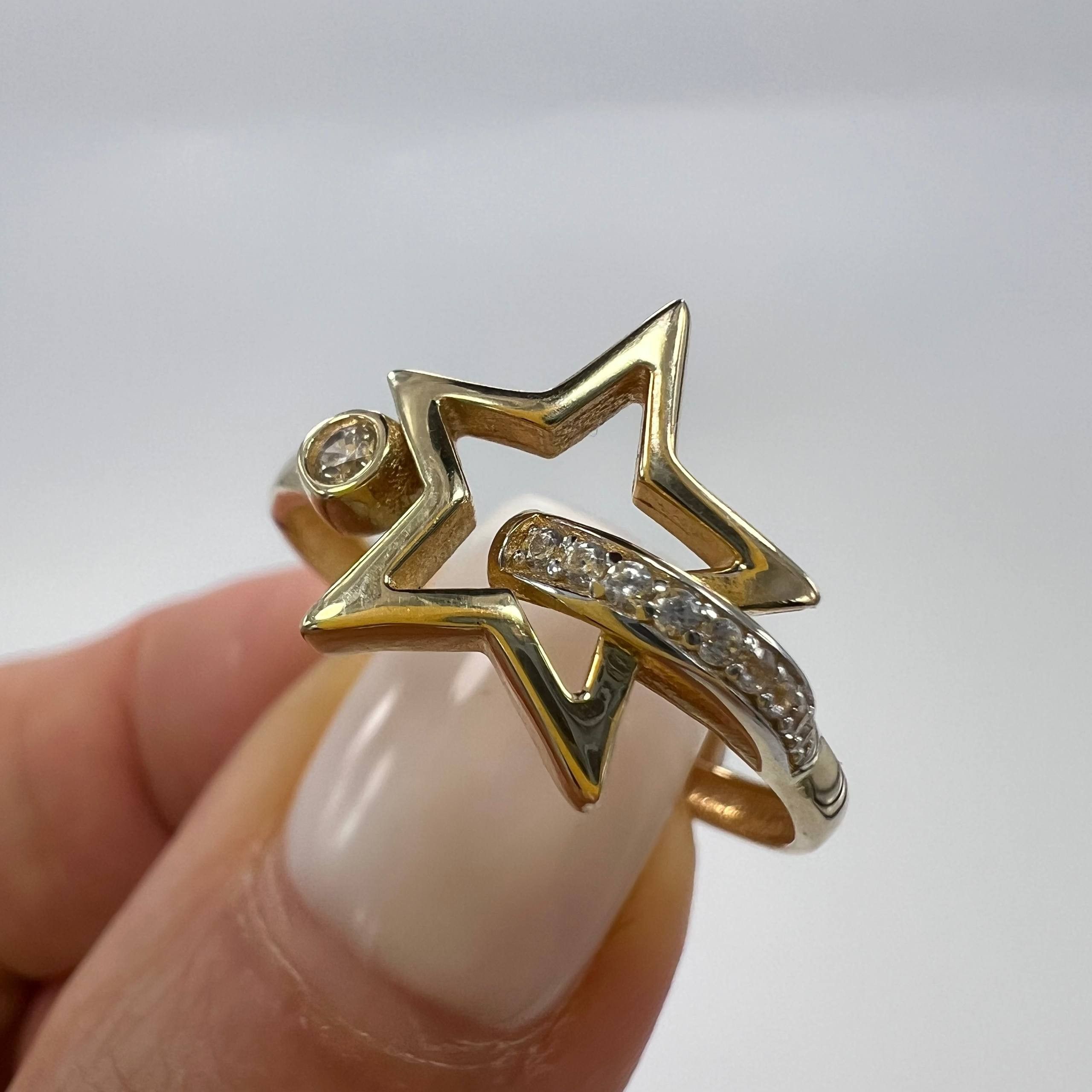 Other New 14K Solid Gold Ring Star Design Italy 2.4g Size 8 Size ONE SIZE - 6 Thumbnail