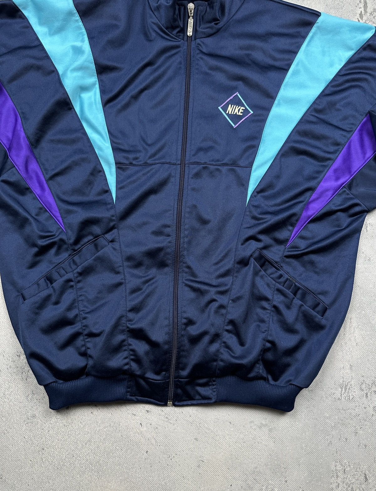 Nike Vintage Nike Sport Track Jacket 80s/90s Navy Teal Purple y2k Size US M / EU 48-50 / 2 - 8 Thumbnail