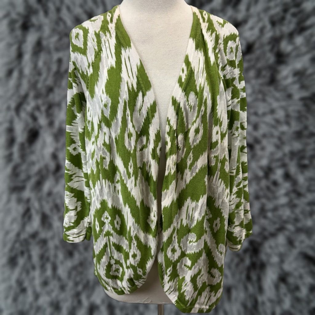 Vintage VINTAGE Chico's Women Sweater Cardigan Open-Front Cotton Blend Casual Green XL 3/4 Sleeve Size XL / US 12-14 / IT 48-50 - 1 Thumbnail