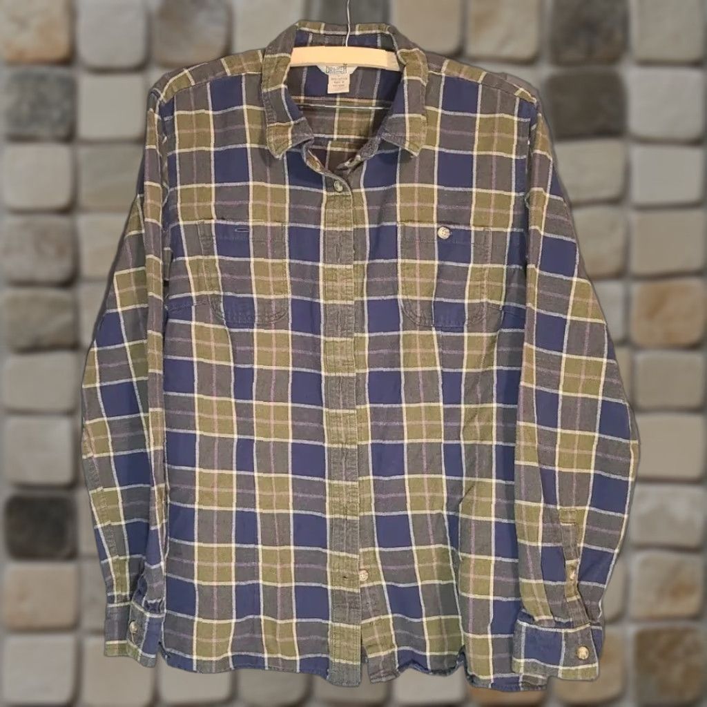 CO Duluth Trading Co Mens Large Plaid Blue Green Brown Long Sleeve Button-Up Shirt Shirt L Multicolor Flannel Cotton Button-Down Pocket Casual Workwear Size US L / EU 52-54 / 3 - 1 Thumbnail