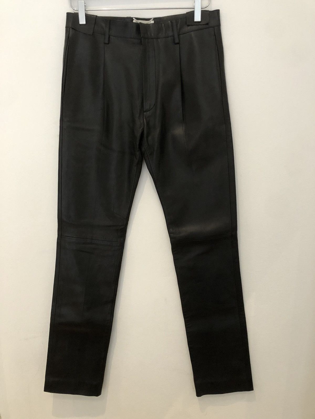 Hedi Slimane × Saint Laurent Paris 1 of 1 SS14 Sample Leather Pleated Trouser Size US 29 - 1 Thumbnail