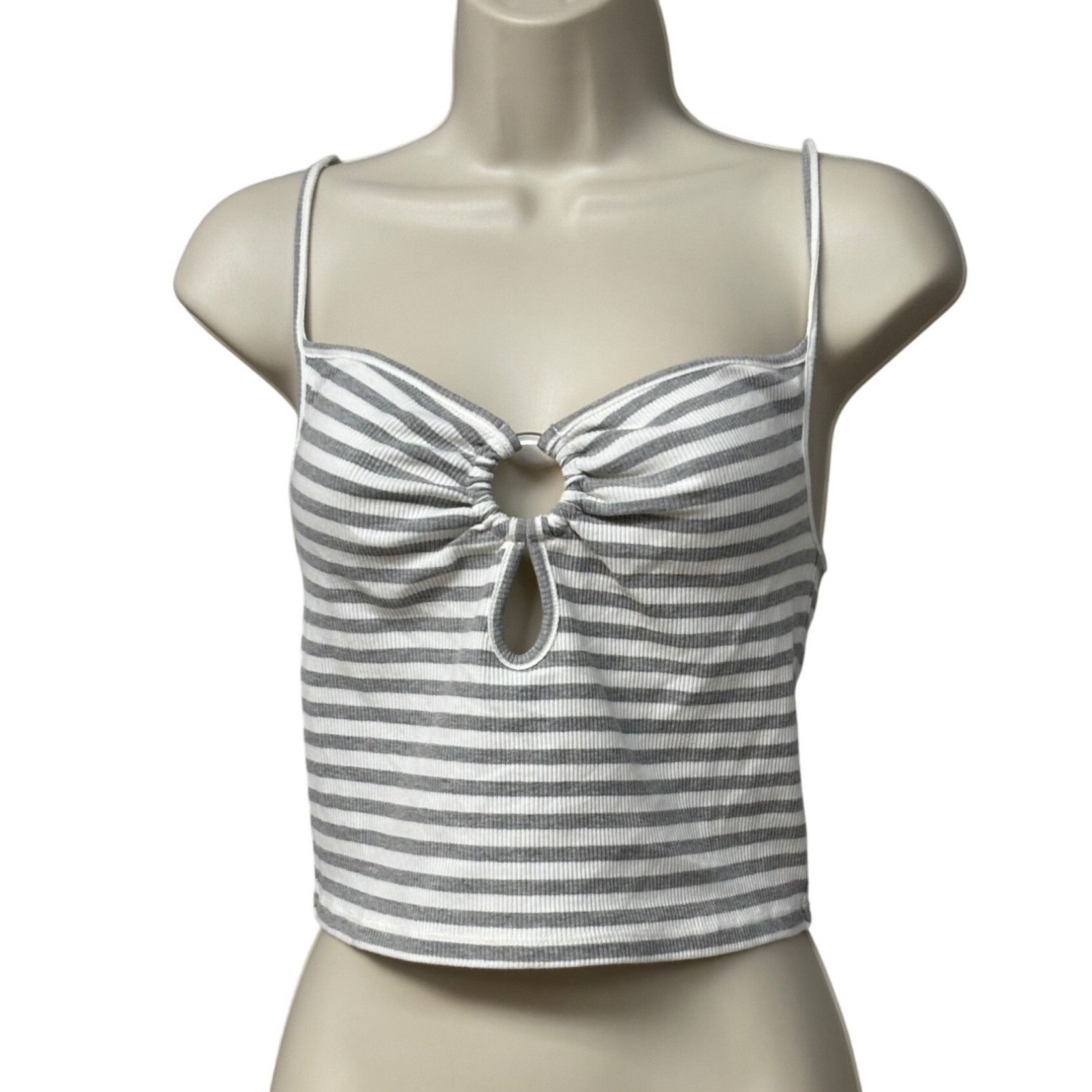 Other Elodie Women’s Keyhole-front, Rikbbed, Cropped tank top, Gra Size XS / US 0-2 / IT 36-38 - 1 Thumbnail