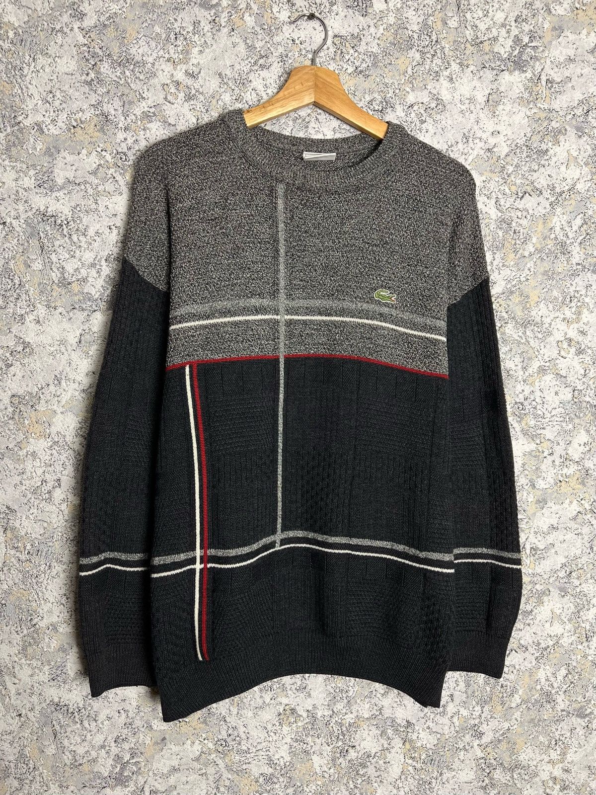 Lacoste × Vintage 🐊 Vintage 90's Lacoste Knitted Baggy Wool Sweater Japan Y2K Size US L / EU 52-54 / 3 - 1 Thumbnail