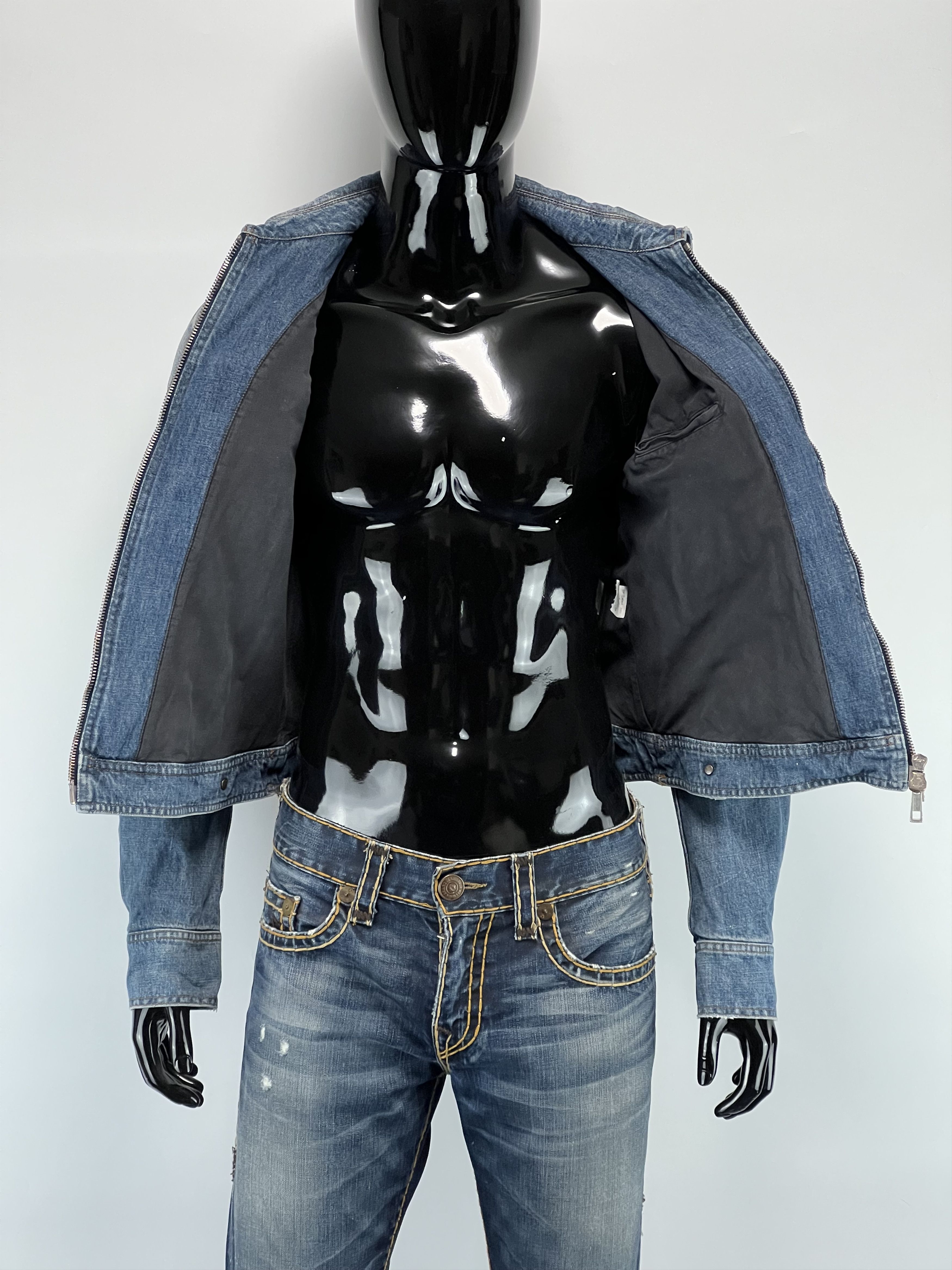 Bally Bally Rare Vtg Full Zip Distressed Denim Biker Jacket M/L Size US L / EU 52-54 / 3 - 13 Thumbnail