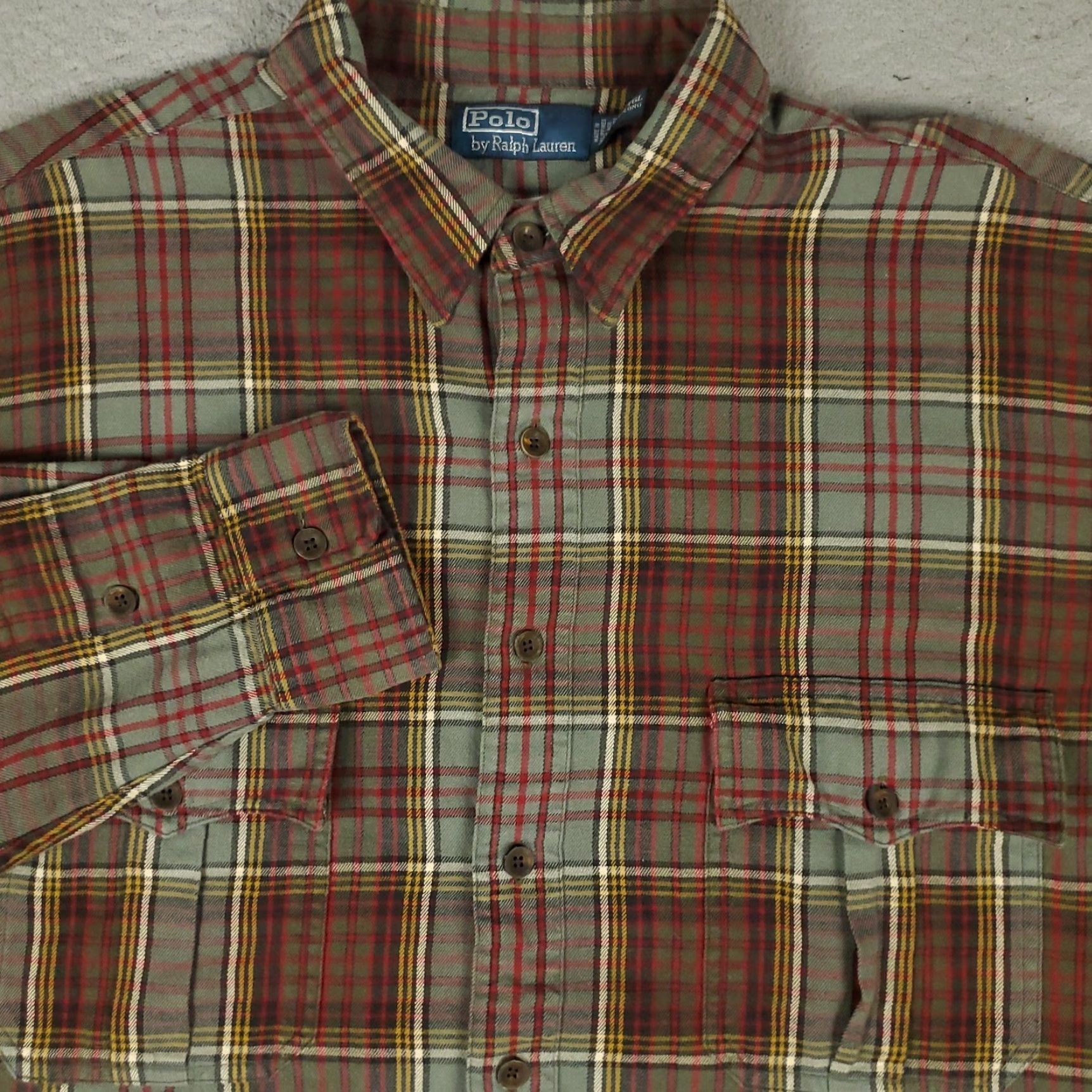 Ralph Lauren Ralph Lauren Shirt Mens XLT Brown Plaid Flannel 2 Pocket Buttons Long Sleeve Size US XL / EU 56 / 4 - 2 Thumbnail