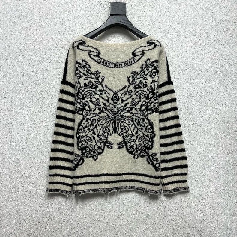 Dior Dior 24 new cashmere destroy butterfly knitted sweater Size XXS / US 00 / IT 34 - 1 Thumbnail