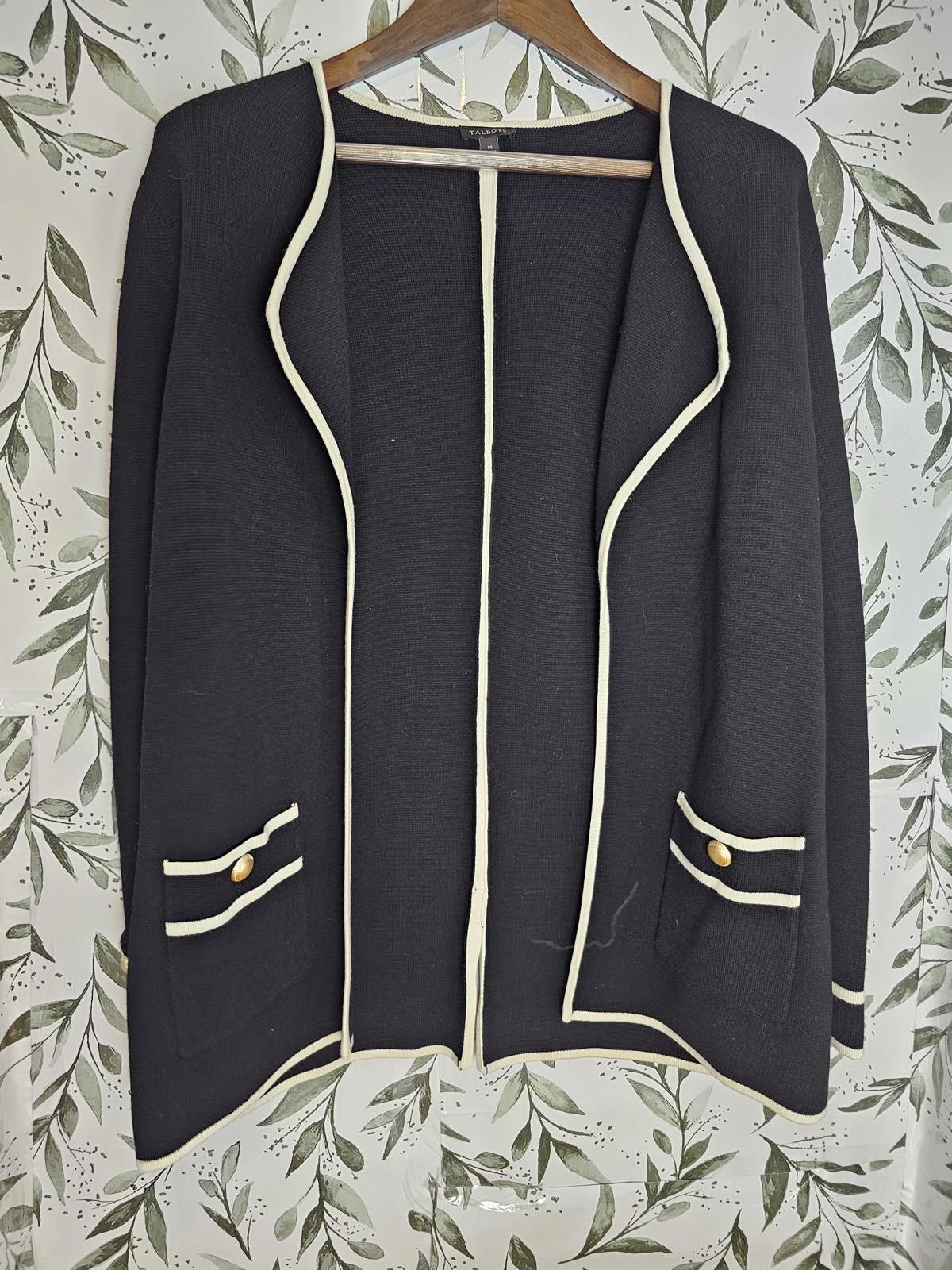 Other Talbots Cardigan Shirt Black Womens Size M White Trim Size M / US 6-8 / IT 42-44 - 1 Thumbnail