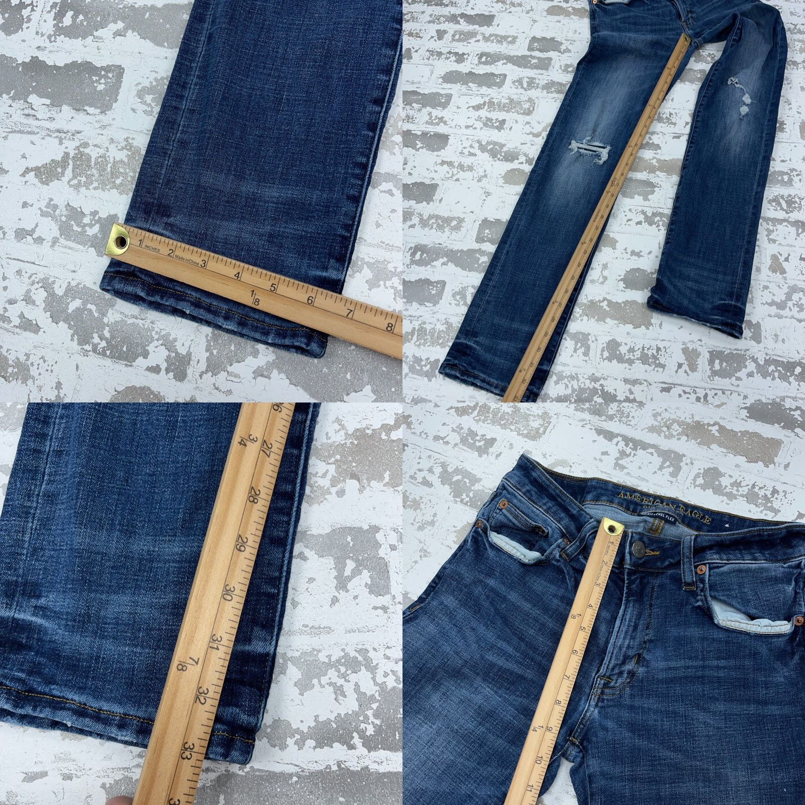 American Eagle Outfitters American Eagle Jeans Men 30x34 Slim Straight Leg Next Level Stretch Dark Holes Size US 30 / EU 46 - 8 Thumbnail