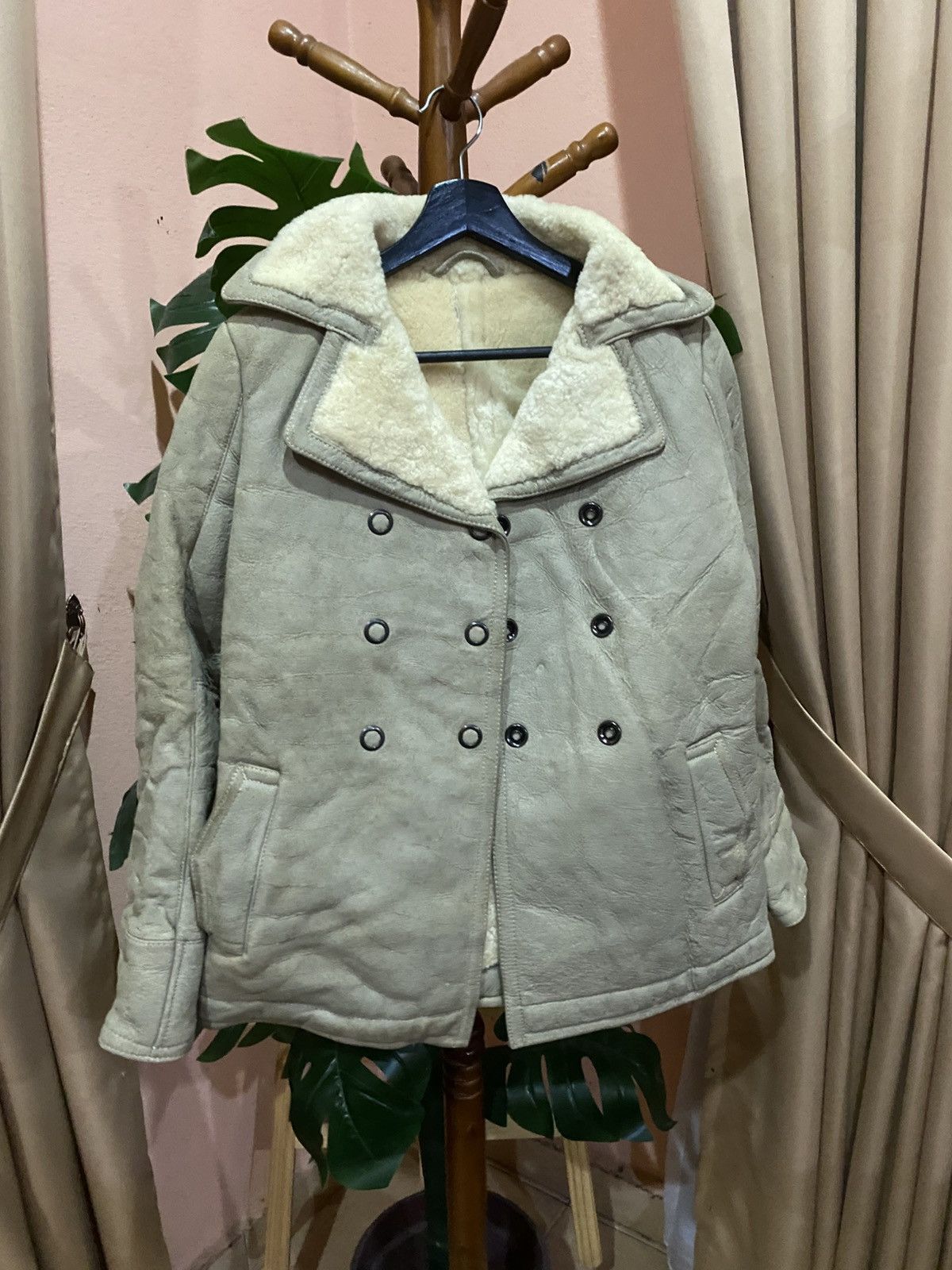 Japanese Brand Tetsuya Minami Shearling Aviator Double-Breasted Coat Size US S / EU 44-46 / 1 - 3 Thumbnail