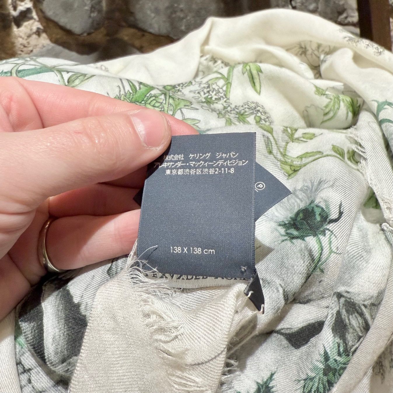 Alexander McQueen Alexander McQueen Ivory Green Floral Lily Skull Stole Scarf Size ONE SIZE - 13 Thumbnail