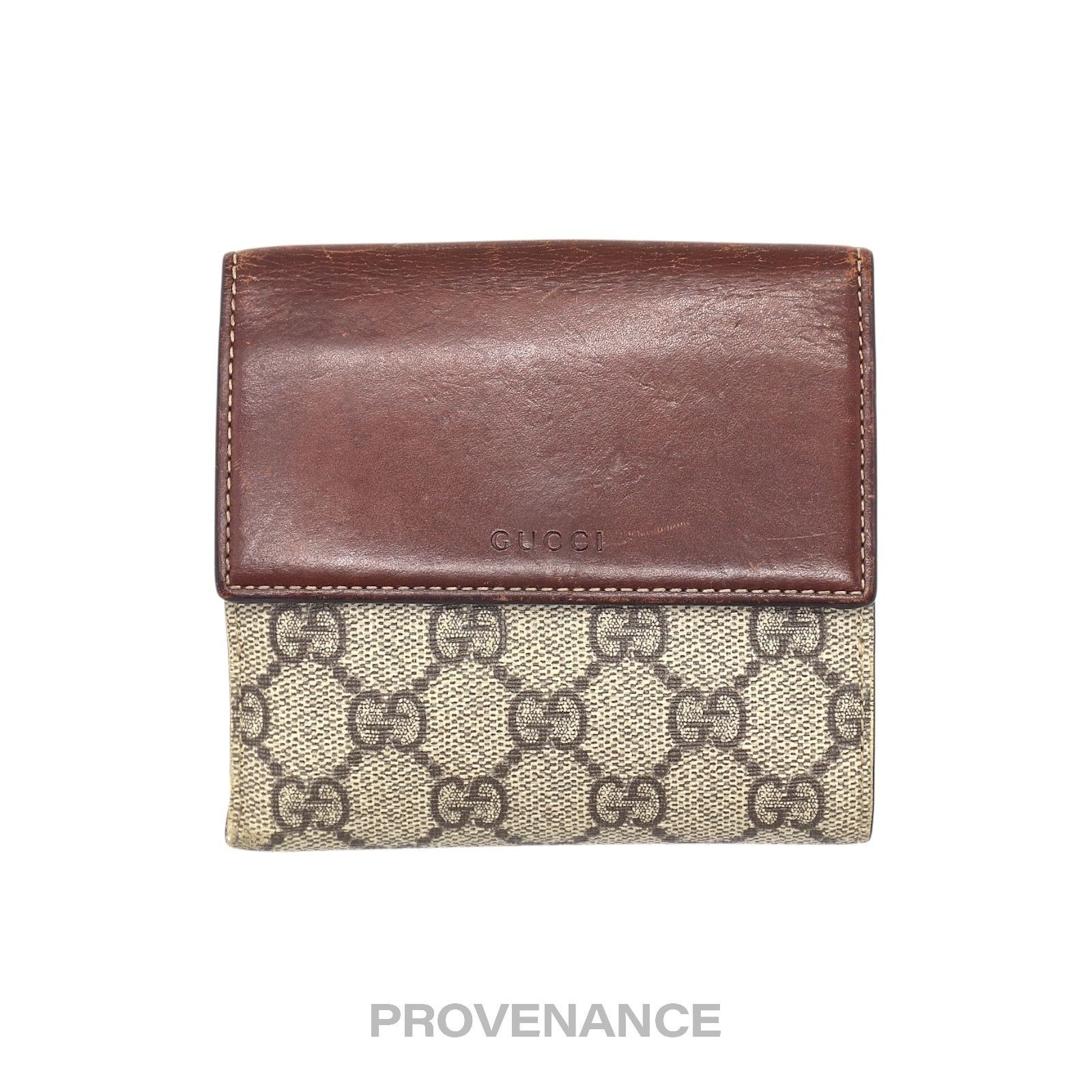 Gucci 🔴 Gucci Trifold Snap Wallet - GG Supreme Brown Size ONE SIZE - 1 Thumbnail
