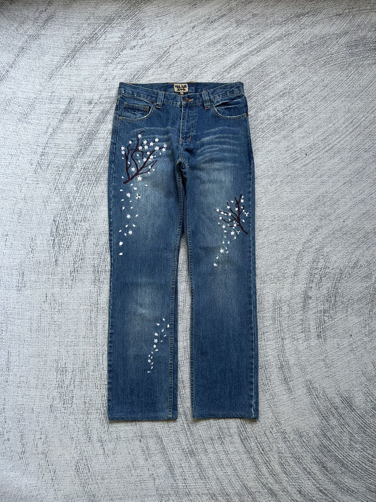 Japanese Brand Vintage Japan Nylaus Jeans Sakura Embroidery Size US 31 - 2 Thumbnail