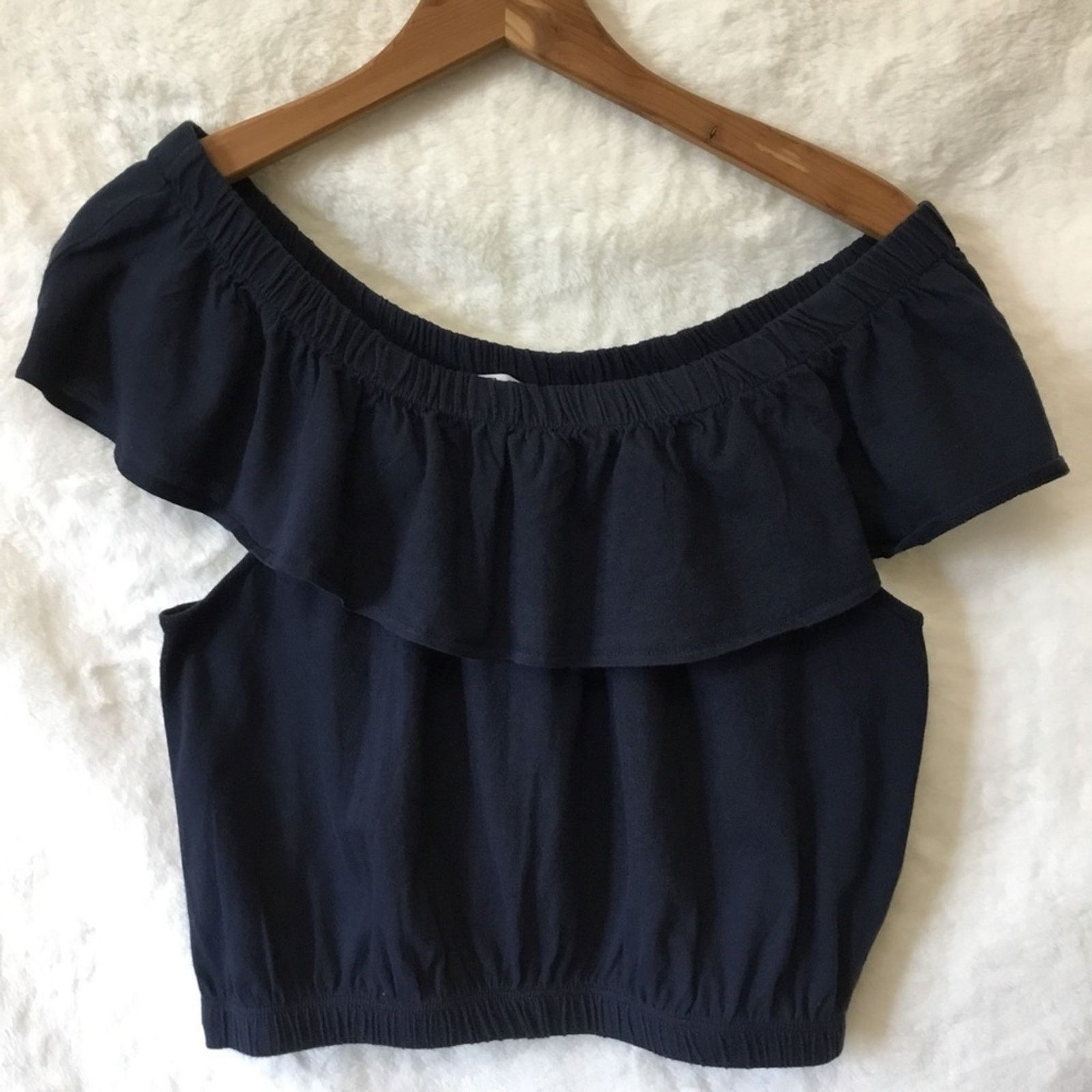 Zara Zara Navy Blue Shoulder Crop Top Size S / US 4 / IT 40 - 5 Thumbnail