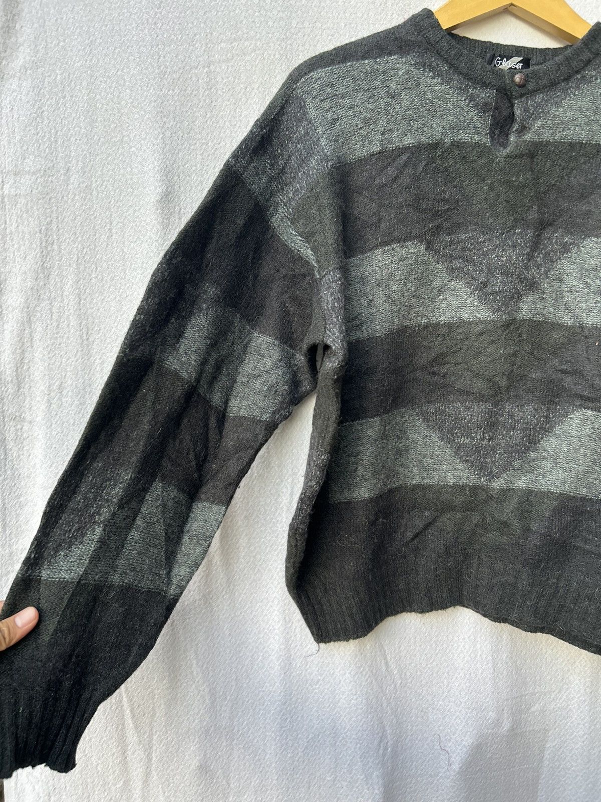 If Six Was Nine × Japanese Brand × Le Grande Bleu (L.G.B.) Glaser Japanese Mohair Grunge Striped Knit Style Size US L / EU 52-54 / 3 - 4 Thumbnail
