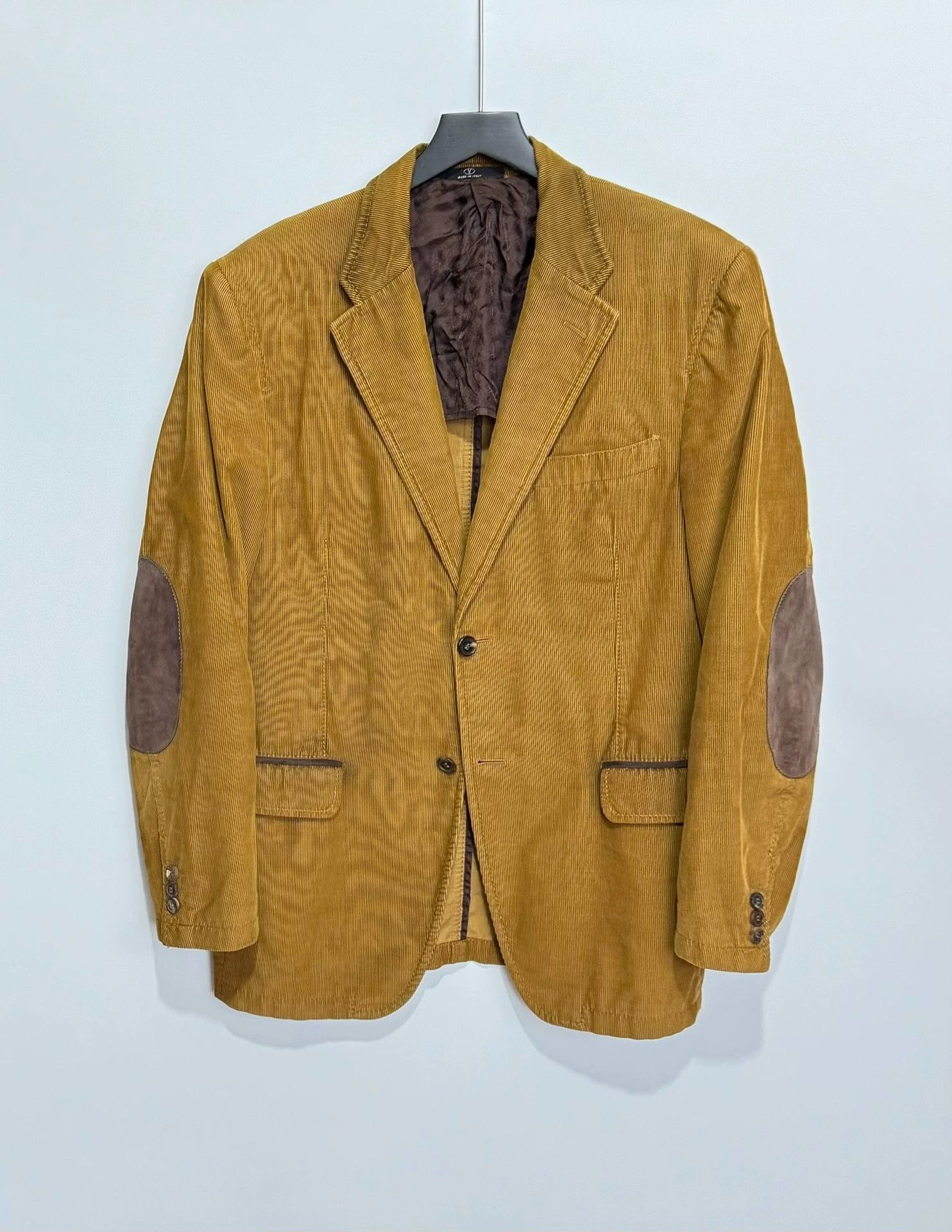 Valentino Valentino 52 Corduroy Suede Trim Blazer Jacket Yellow Brown Size 52S - 1 Thumbnail
