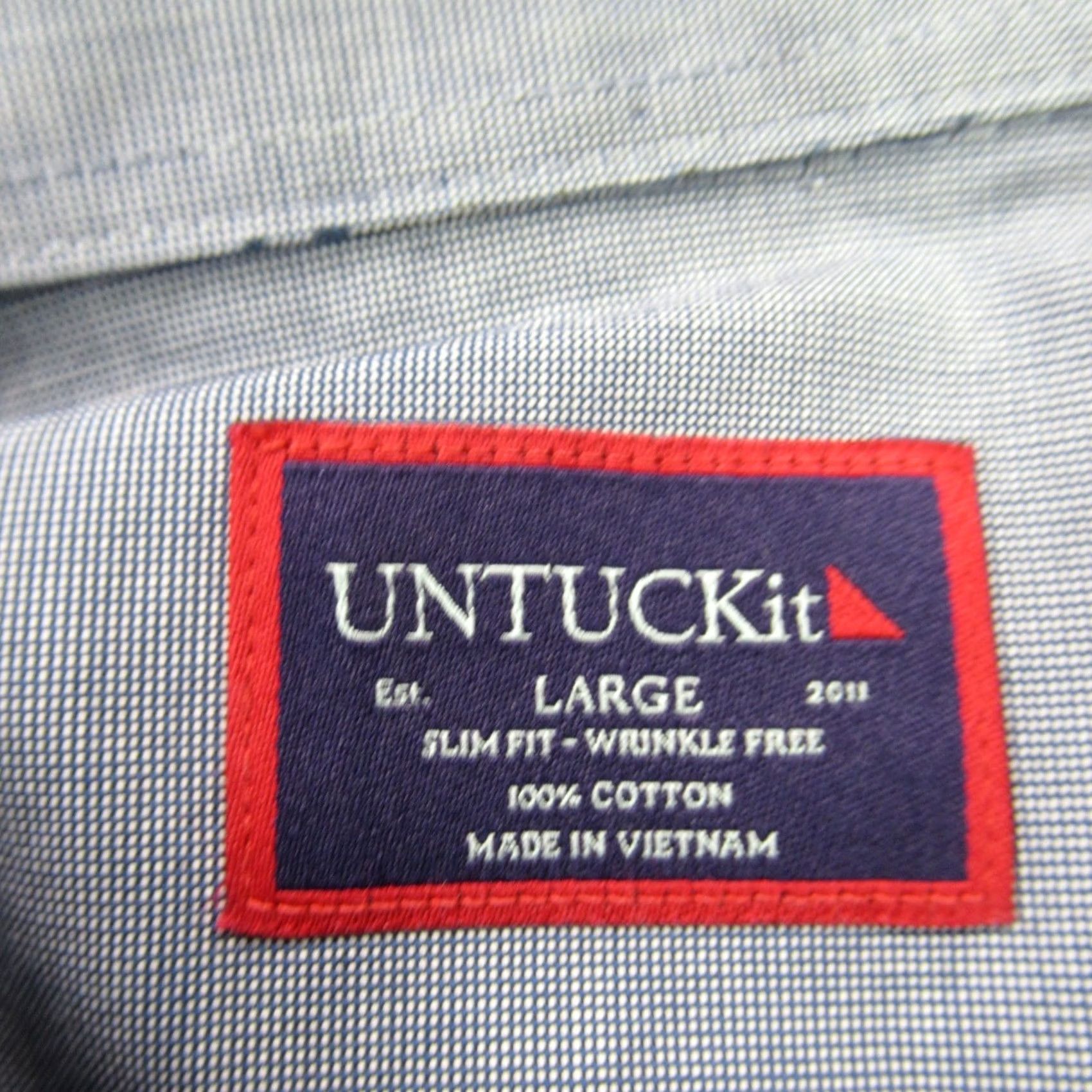 UNTUCKit UNTUCKit Shirt Mens Large Long Sleeve Button Front Casual Gray Lightweight Size US L / EU 52-54 / 3 - 4 Thumbnail