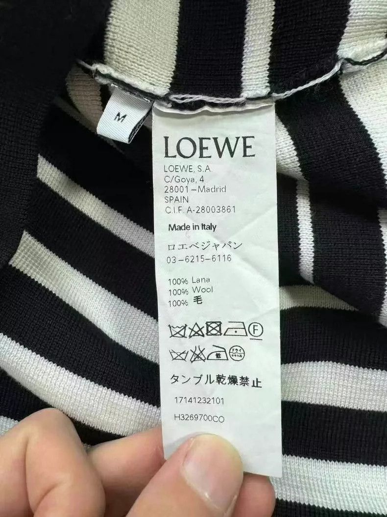 Loewe loewe Striped embroidered logo one-shoulder knitwear 2506-N Size US M / EU 48-50 / 2 - 6 Thumbnail