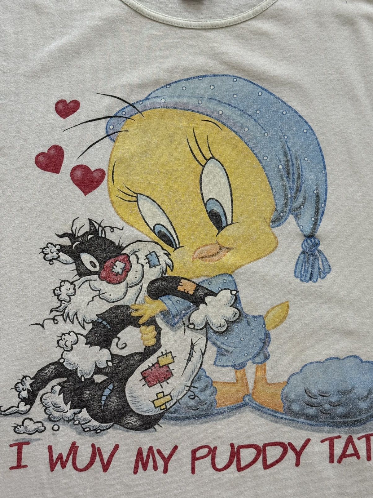 Warner Bros Vintage Tweety Bird Sylvester Puddy Tat Night Shirt Size ONE SIZE - 4 Thumbnail