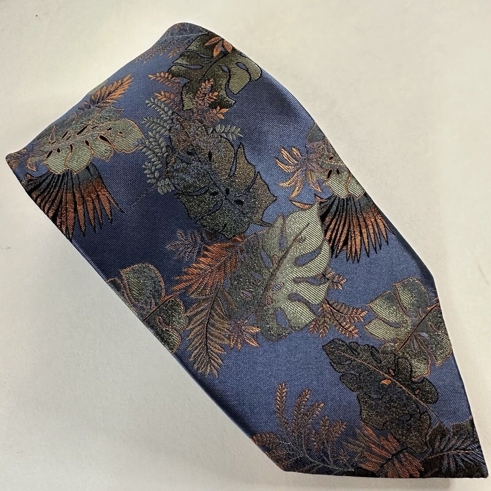 Other Tropicals by Tango Tie Handmade Silk Blue w/Green/Leaves Size ONE SIZE - 8 Thumbnail