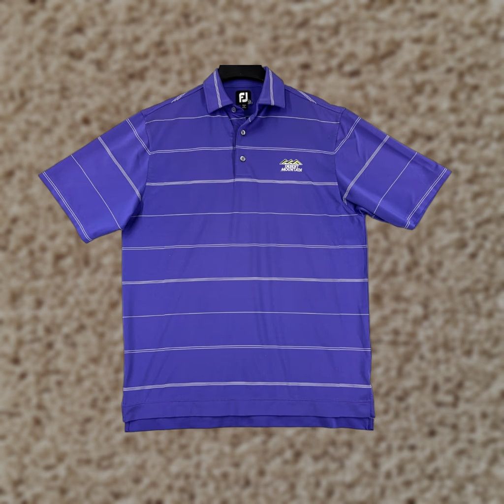 Footjoy FootJoy Polo Shirt Mens M Purple Striped 100% Polyester Regular Short Sleeve Golf Logo Size US M / EU 48-50 / 2 - 1 Thumbnail