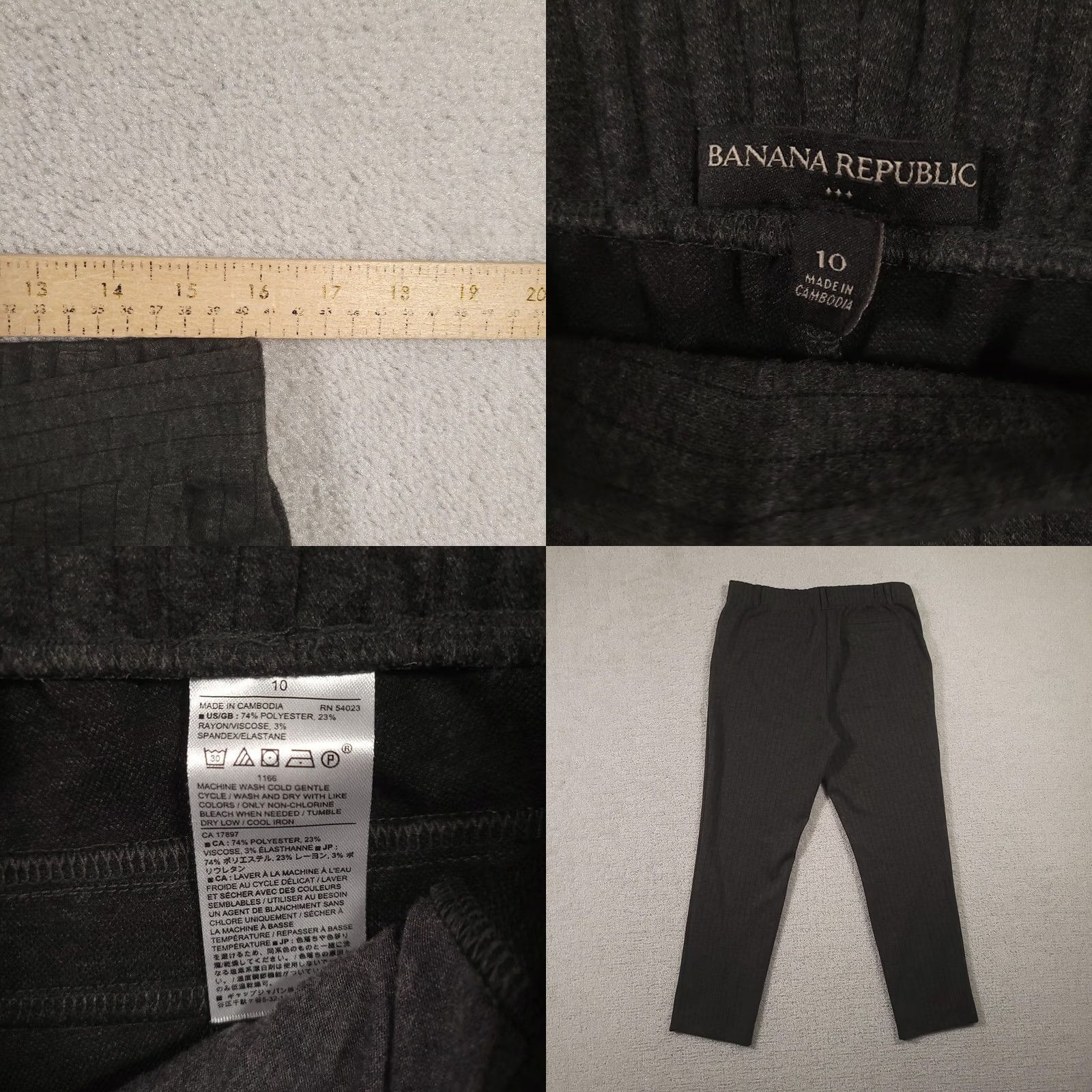 Banana Republic Banana Republic Pants Womens 10 Gray Pinstripe Pull On Ankle Dress Work Office Tapered Striped Polyester Rayon Spandex Pockets Elastic Waist Size 32" / US 10 / IT 46 - 8 Thumbnail