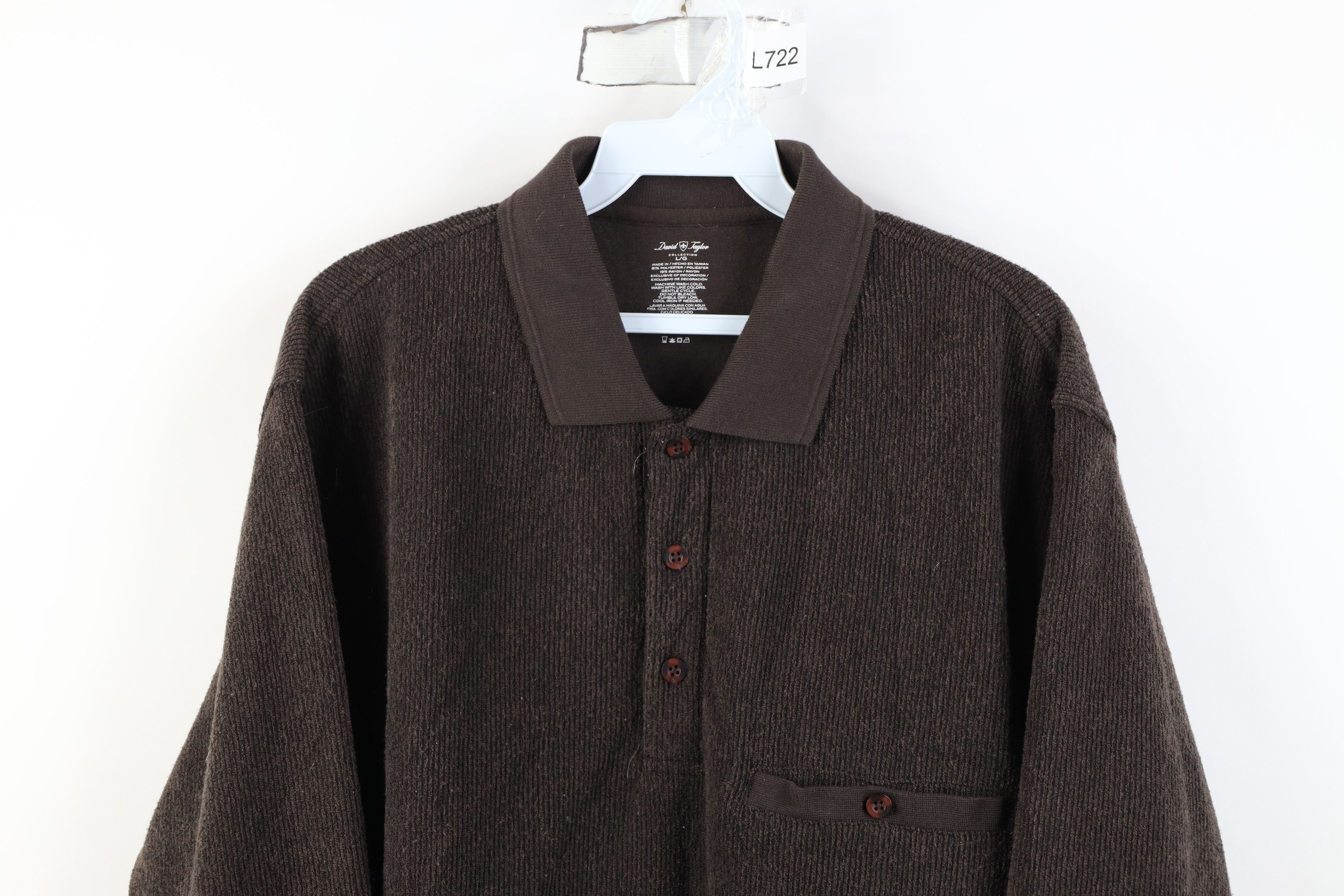 Vintage Vintage 90s Y2K Streetwear Fleece Collared Sweater Brown Size US L / EU 52-54 / 3 - 2 Thumbnail