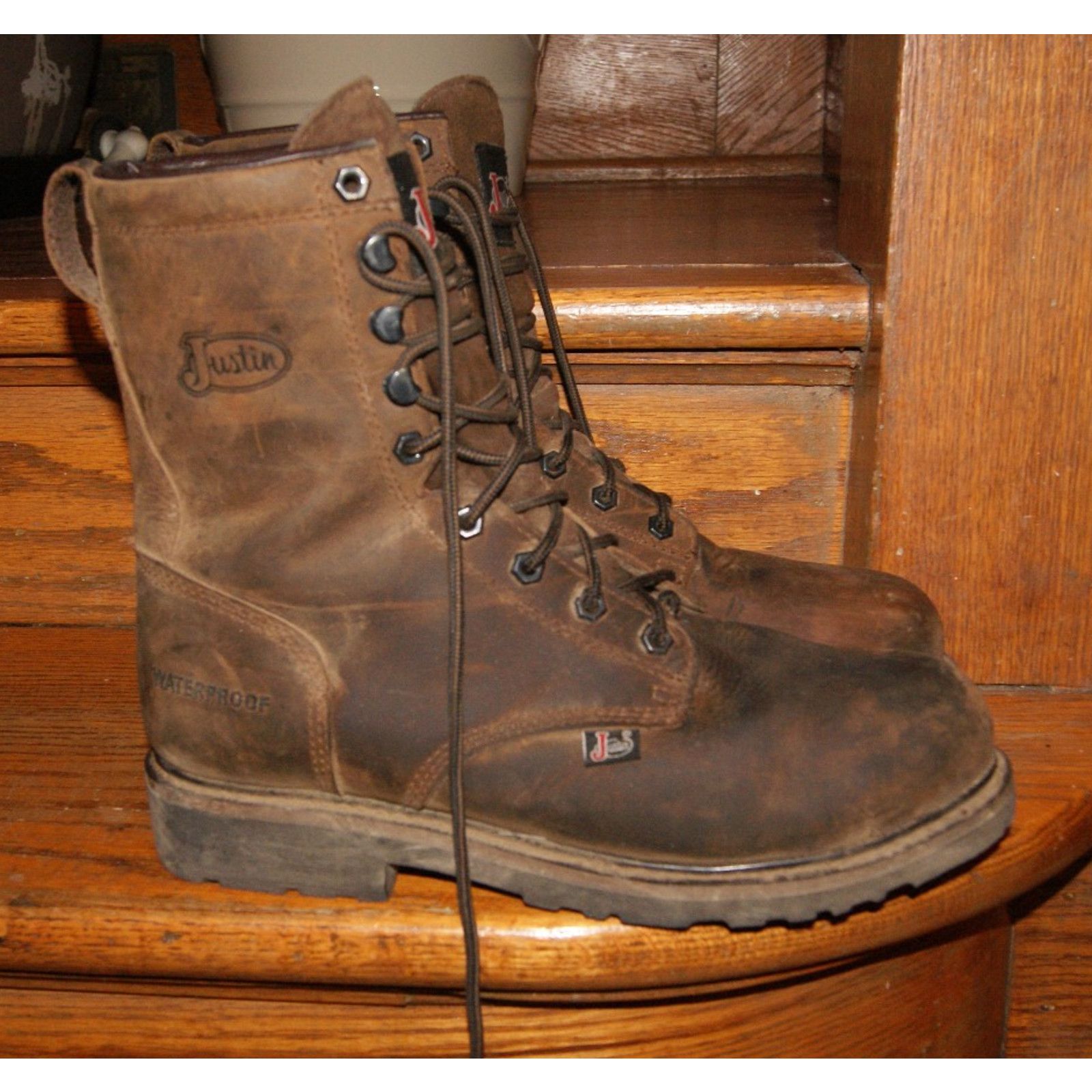 Justin Boots Men's 9D Justin Original 8" Steel Toe WP Work Boot SE961 Size US 9 / EU 42 - 3 Thumbnail