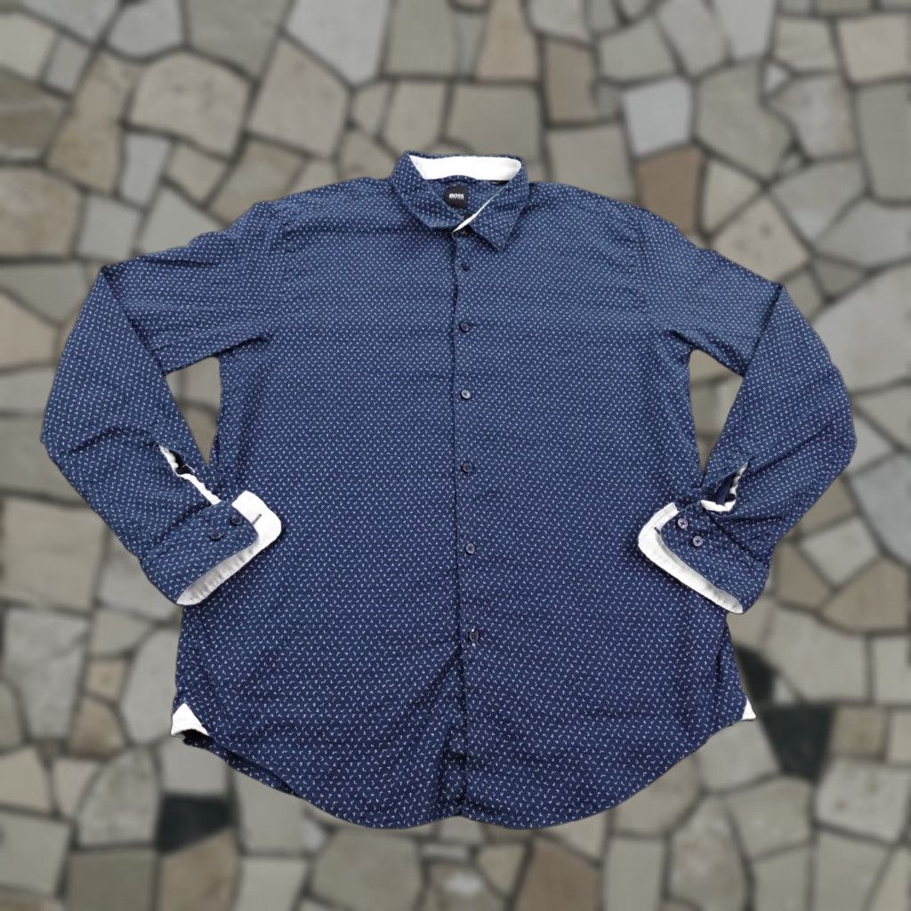 Hugo Boss Hugo Boss Shirt Mens 2XL Blue Slim Fit Stretch Linen Geometric Button Up Flex Size US XXL / EU 58 / 5 - 1 Thumbnail