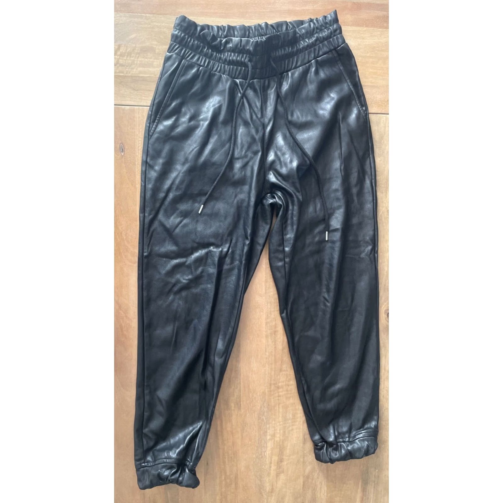 7 For All Mankind 7 For All Mankind Faux Leather Pants Women Medium Black Jogger Tapered Grunge Bike | Hip Hop | City | Pockets | High Rise | W Size 32" / US 10 / IT 46 - 2 Thumbnail