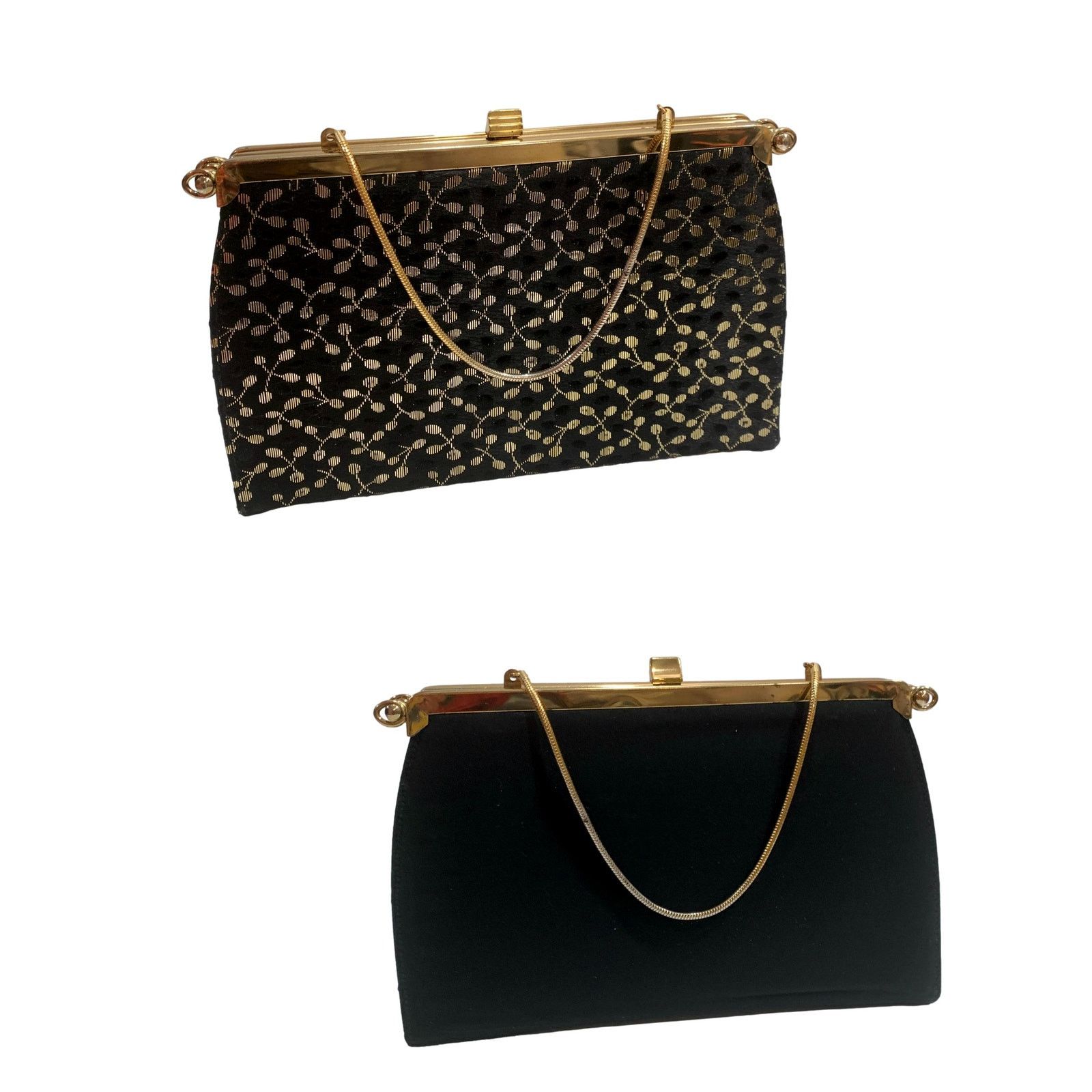 Vintage 60s Black & Gold Convertible Bag | 3 Way Top Handle Handbag Size ONE SIZE - 1 Thumbnail