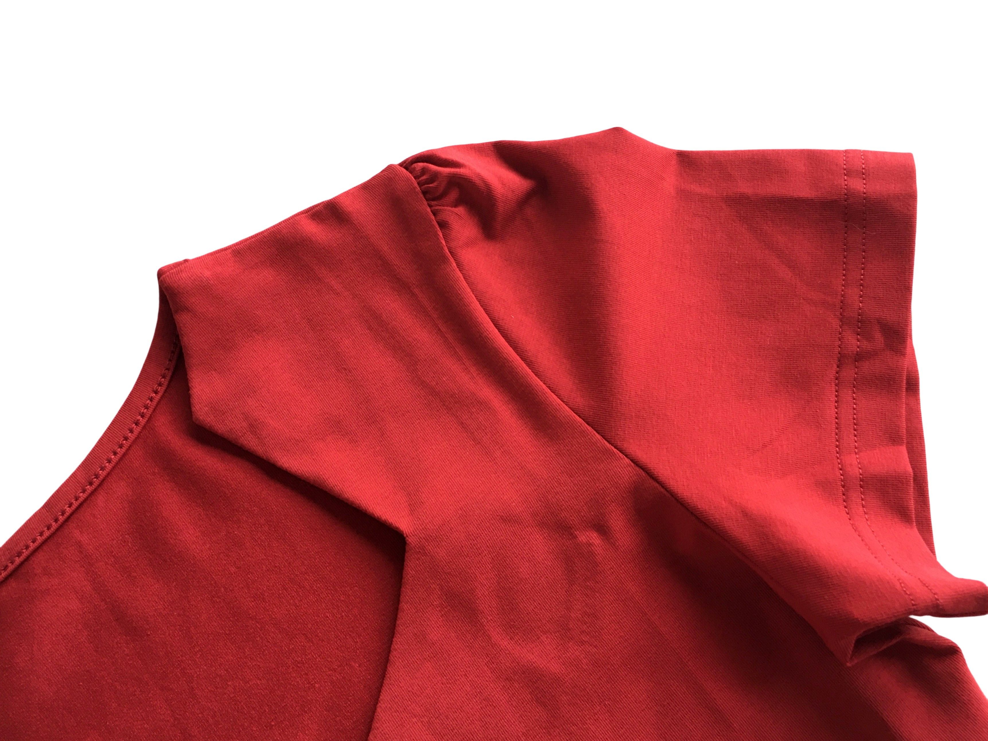 Other 50's Vintage Top V Neck Short Sleeve Fitted Tee Red Size XXL / US 16-18 / IT 52-54 - 3 Thumbnail
