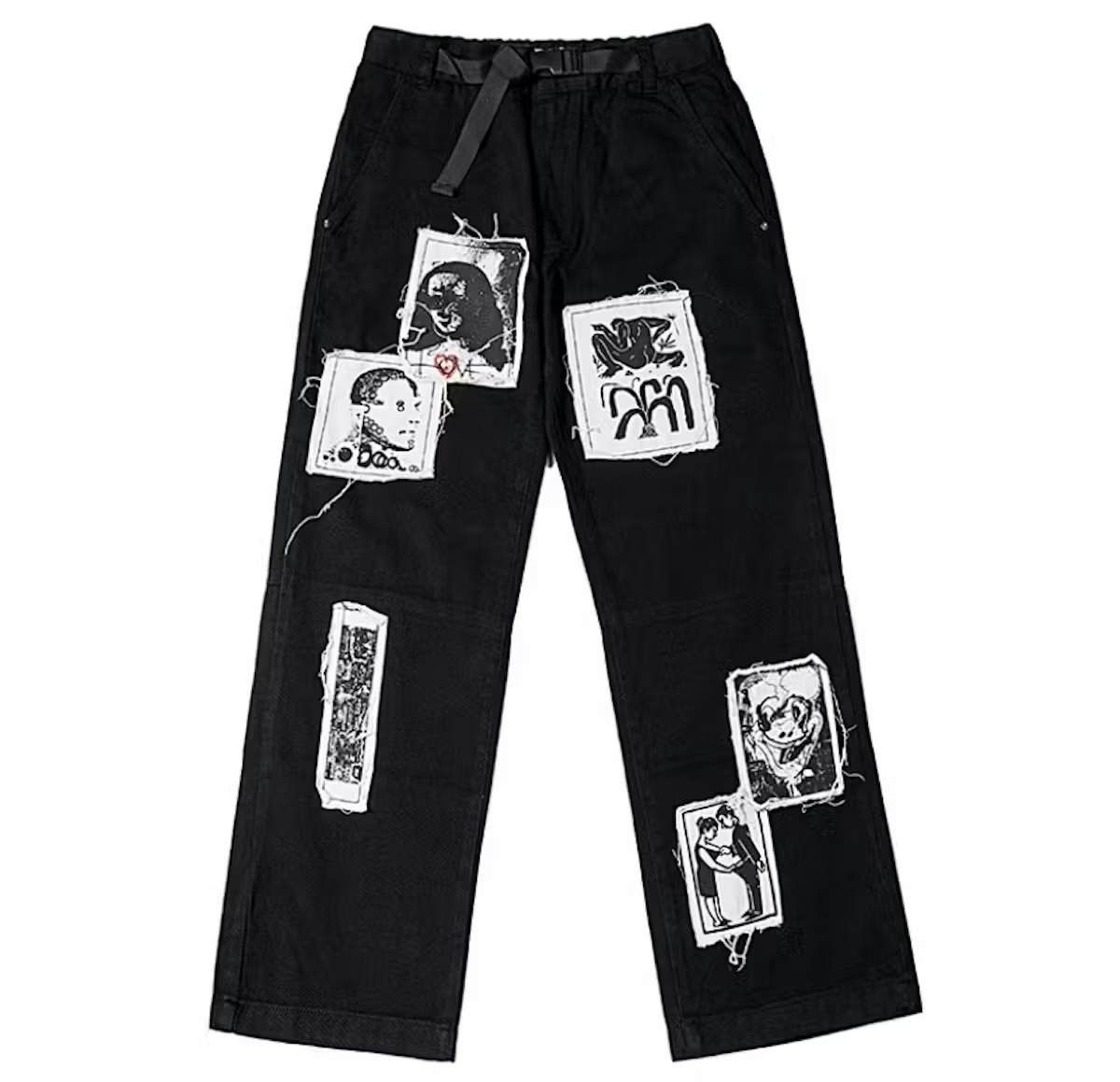 image of Japanese Style Punk Vintage Skeleton Jeans in Black, Men's (Size 32)