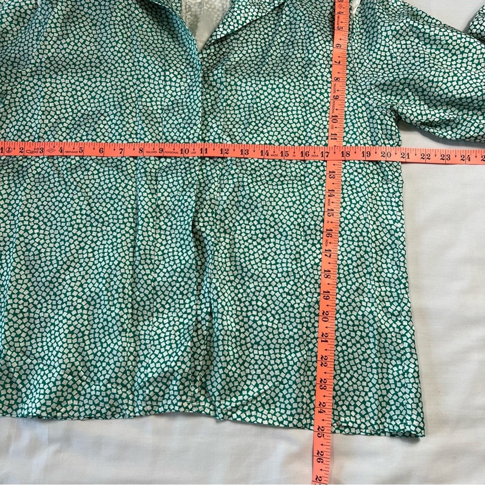 Other Nicola 80s Womens L 14 Green Button Up Long-Sleeve Vintage Size L / US 10 / IT 46 - 3 Thumbnail