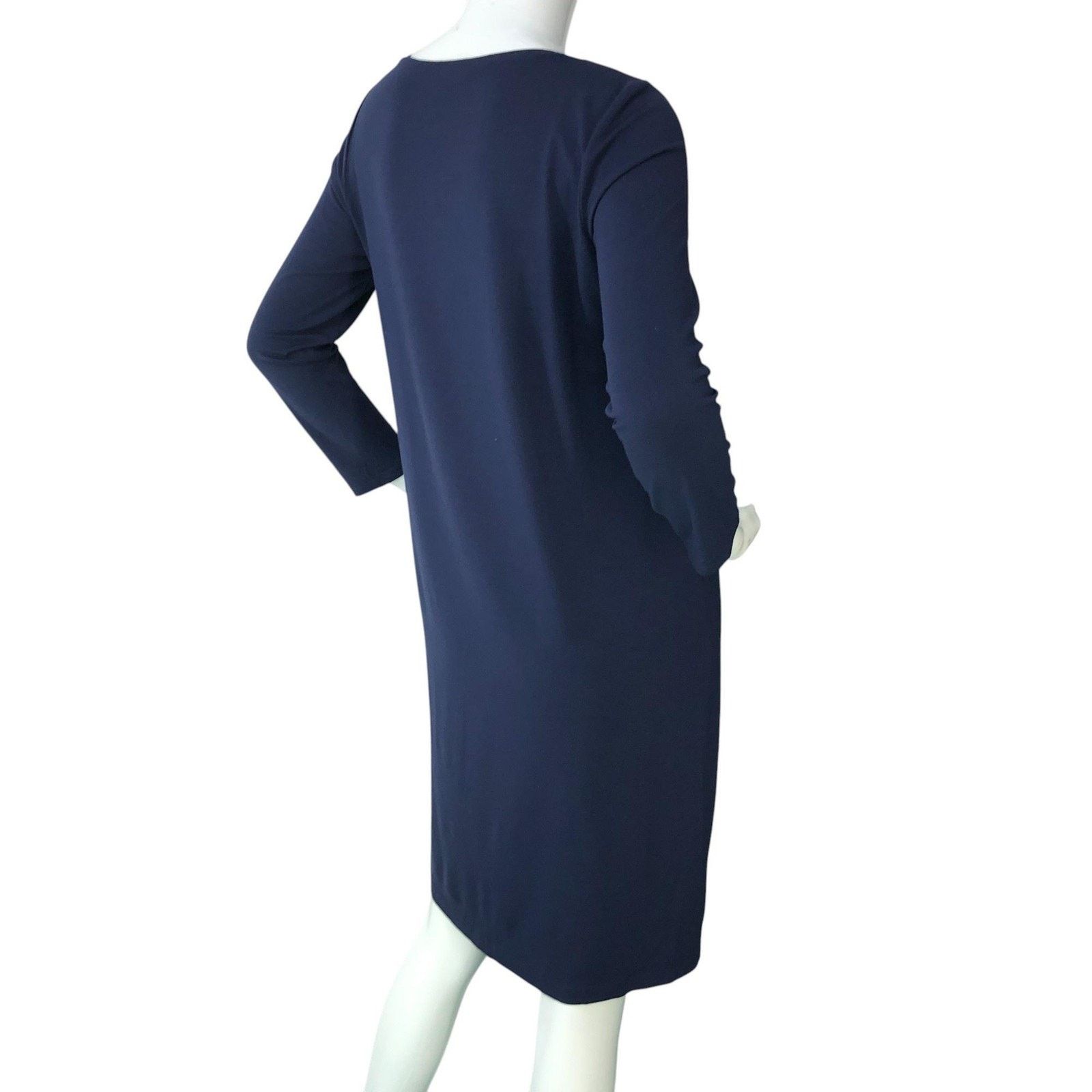 Eileen Fisher Eileen Fisher Dress S Navy Blue Long Sleeve V Neck Stretch Size S / US 4 / IT 40 - 8 Thumbnail