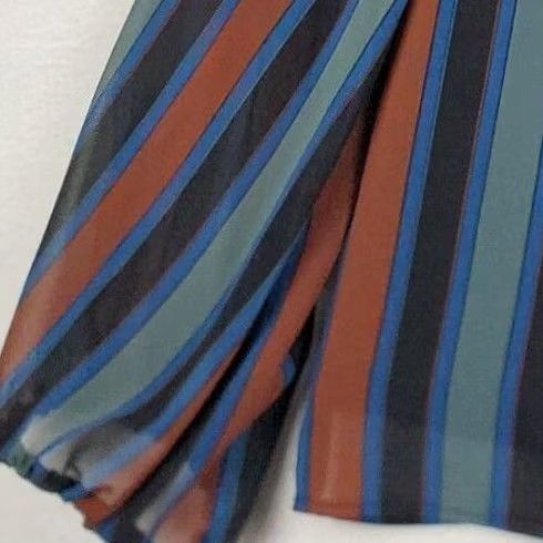 Madewell Madewell Blouse Womens Small Blue Striped Polyester Flowy Lined V-Neck Pullover Size S / US 4 / IT 40 - 3 Thumbnail