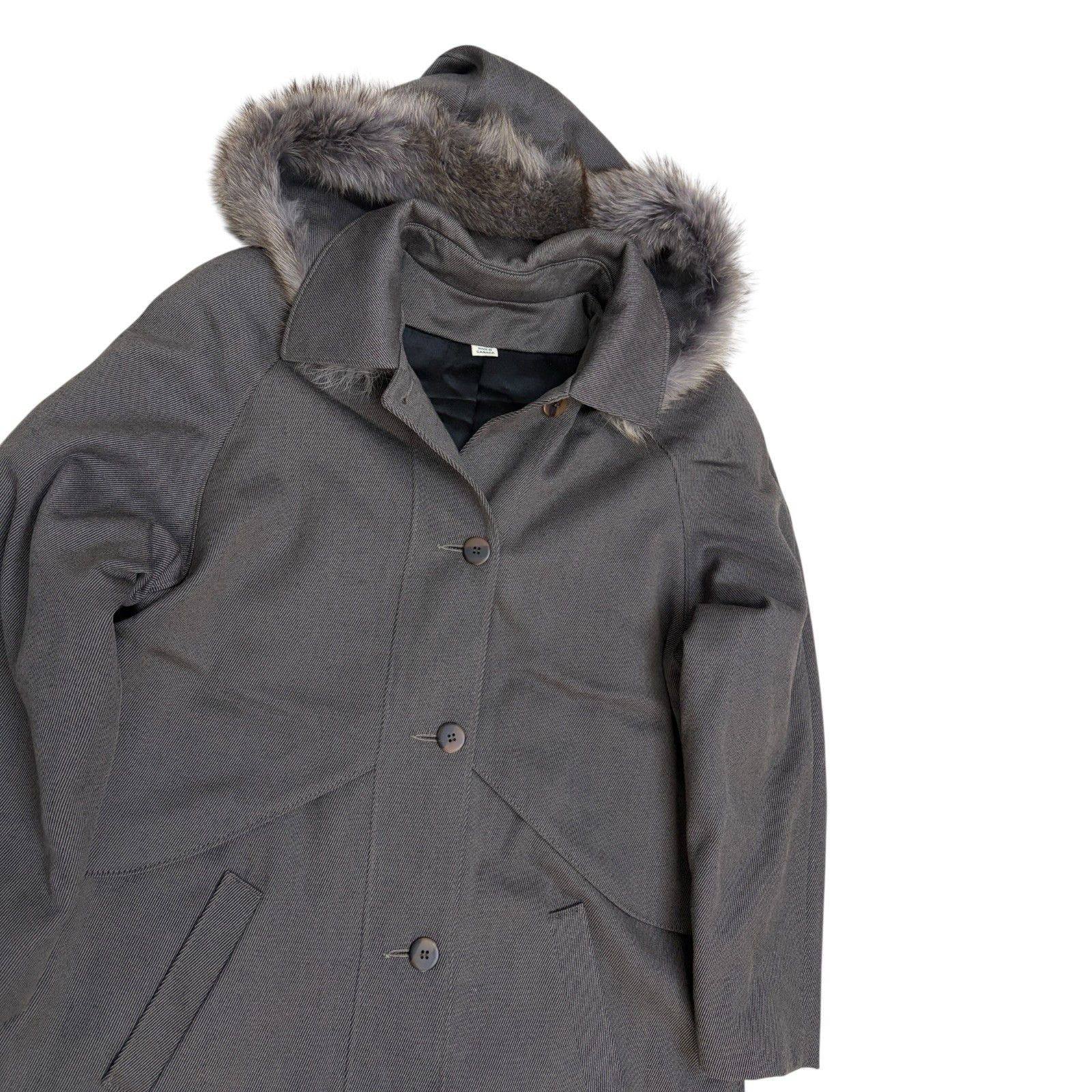 Vintage VINTAGE WOOL FUR Trilogi Long Gray Trench Business Coat 10 Size L / US 10 / IT 46 - 3 Thumbnail