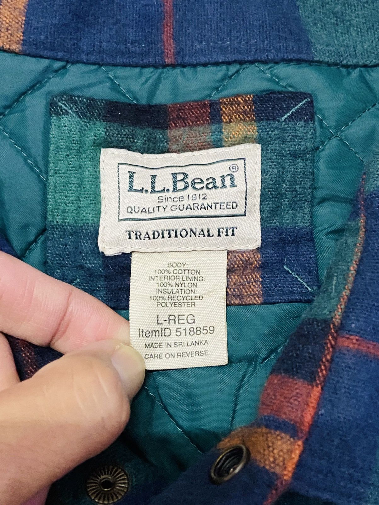 L.L. Bean VINTAGE LL BEAN QUILTED FLANNEL SHIRT JACKET Size US L / EU 52-54 / 3 - 13 Thumbnail