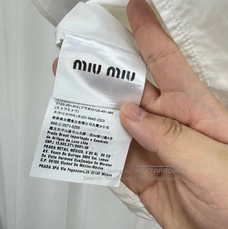 Miu Miu Miu Miu White Cotton Embroidered Logo Shirt . Size M / US 6-8 / IT 42-44 - 6 Thumbnail