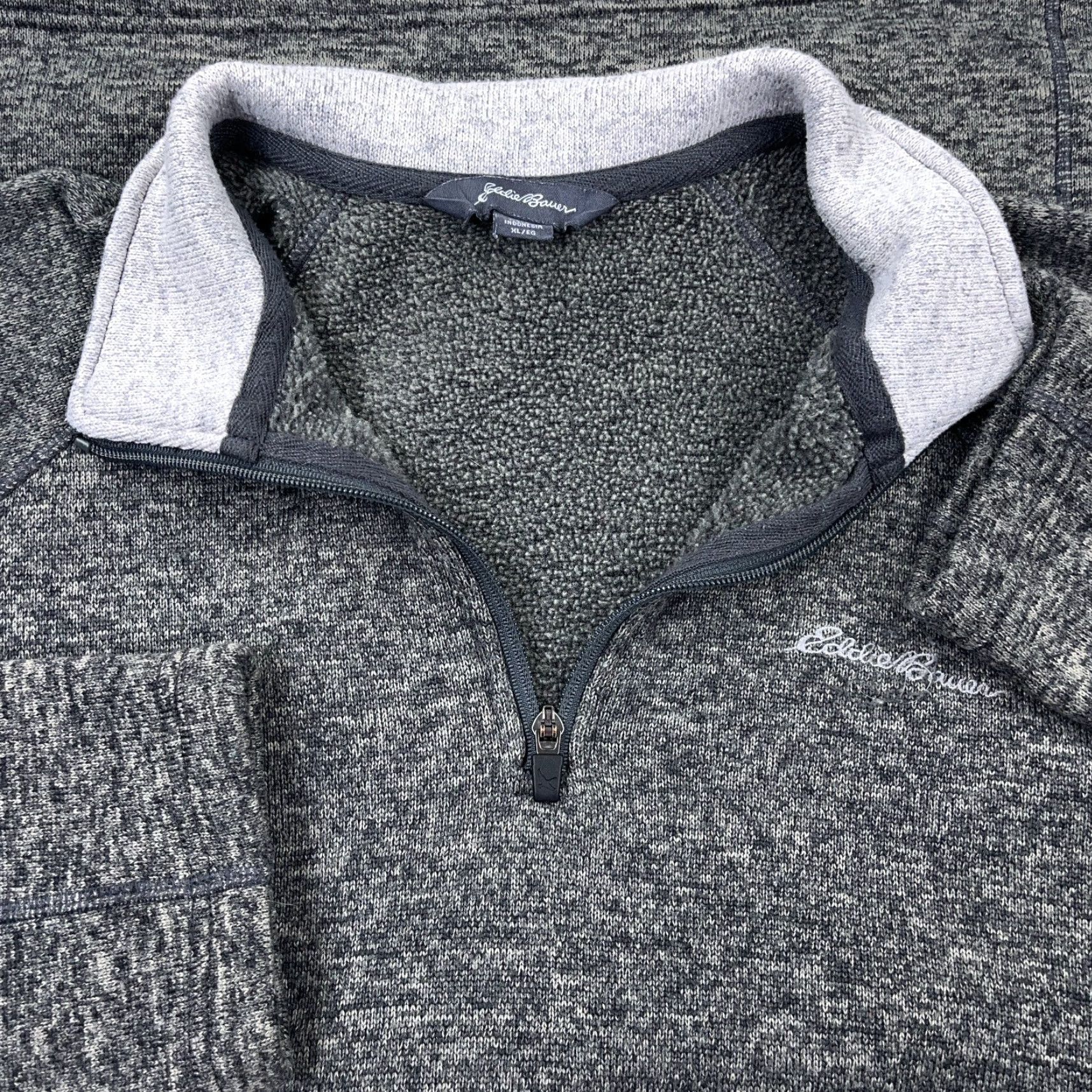 Eddie Bauer Eddie Bauer Sweater Men XL Gray Heather Pullover Quarter Zip Fleece Jacket A87 Size US XL / EU 56 / 4 - 3 Thumbnail