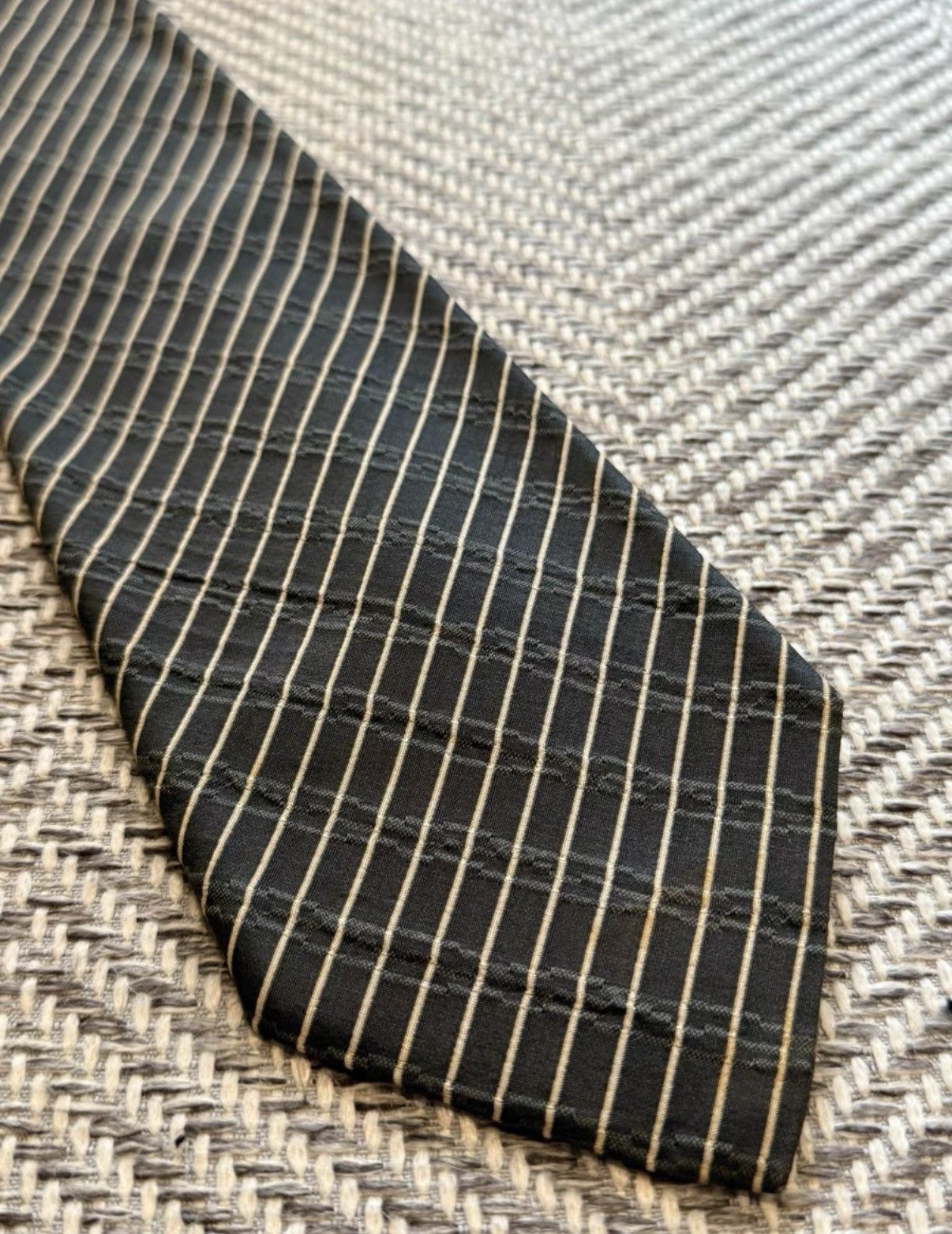 Jean Paul Gaultier Jean Paul Gaultier Black & White Striped Silk Tie K24 Size ONE SIZE - 3 Thumbnail