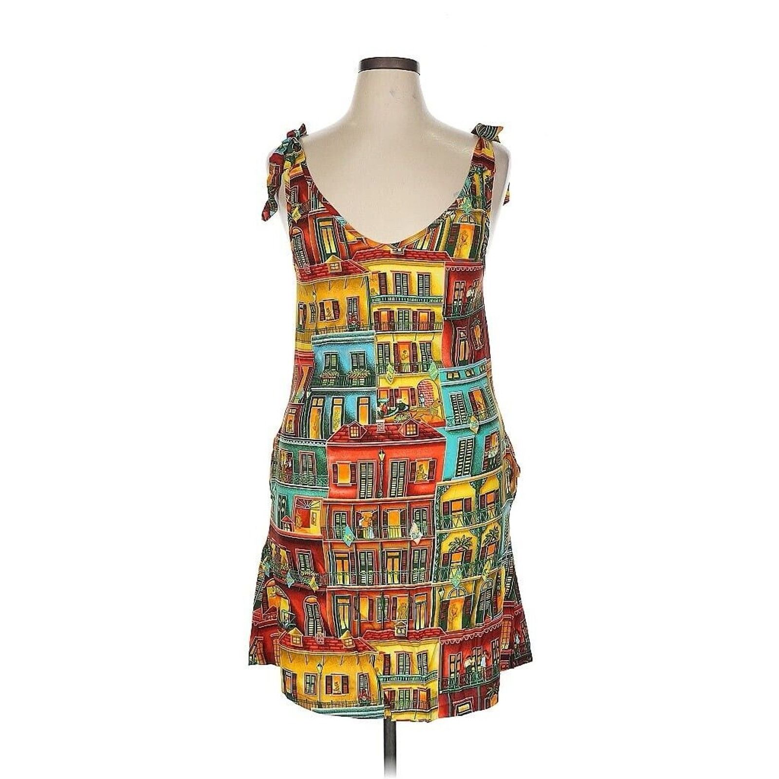 Designer NWT Boyou Wear New Orleans Window Jazz Print Dress XS Size XS / US 0-2 / IT 36-38 - 1 Thumbnail