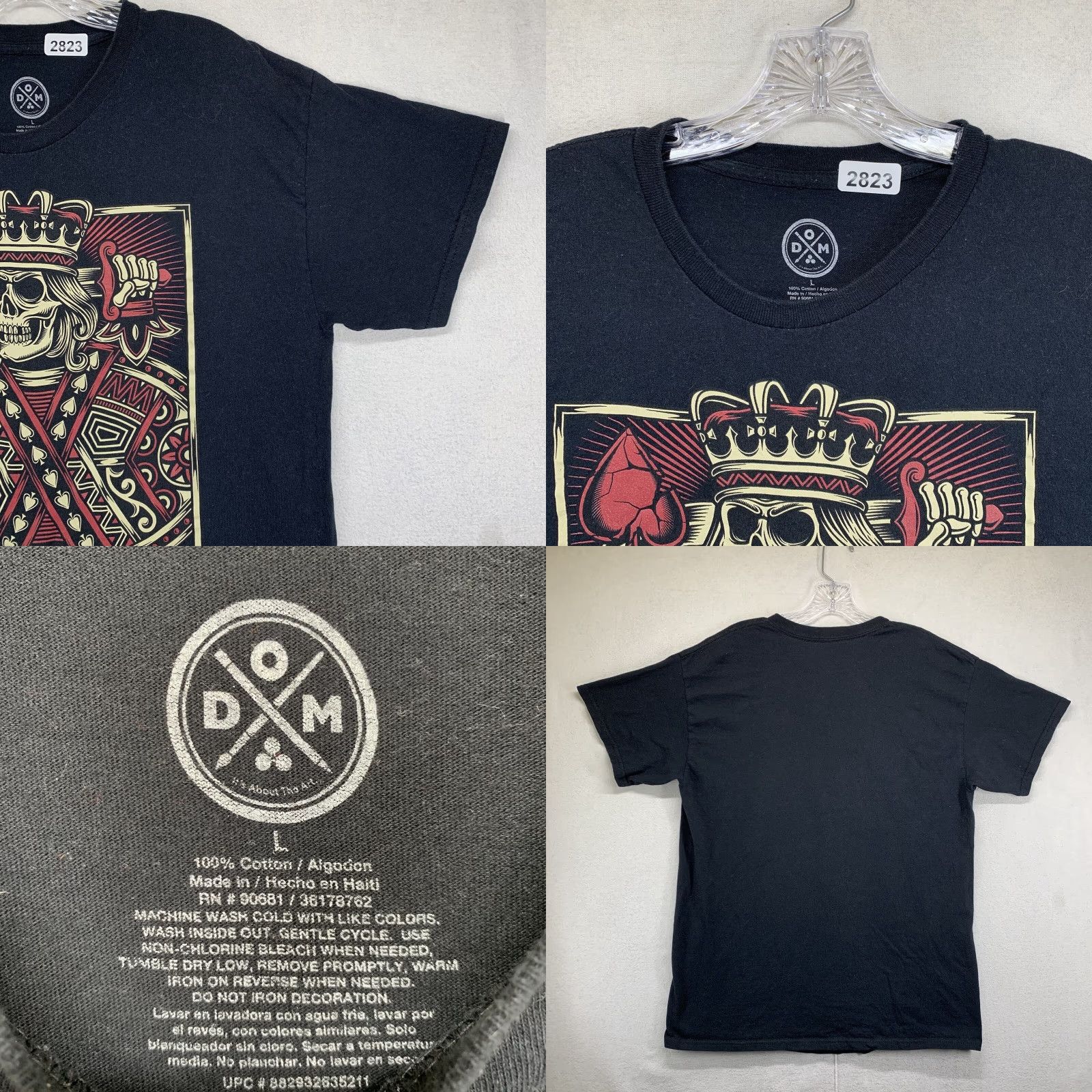 Vintage DOM MEN Short Sleeve T Shirt Black Crew Neck Jack of Hearts Logo 2020s Art Biker Rocker Men M Size US M / EU 48-50 / 2 - 8 Thumbnail