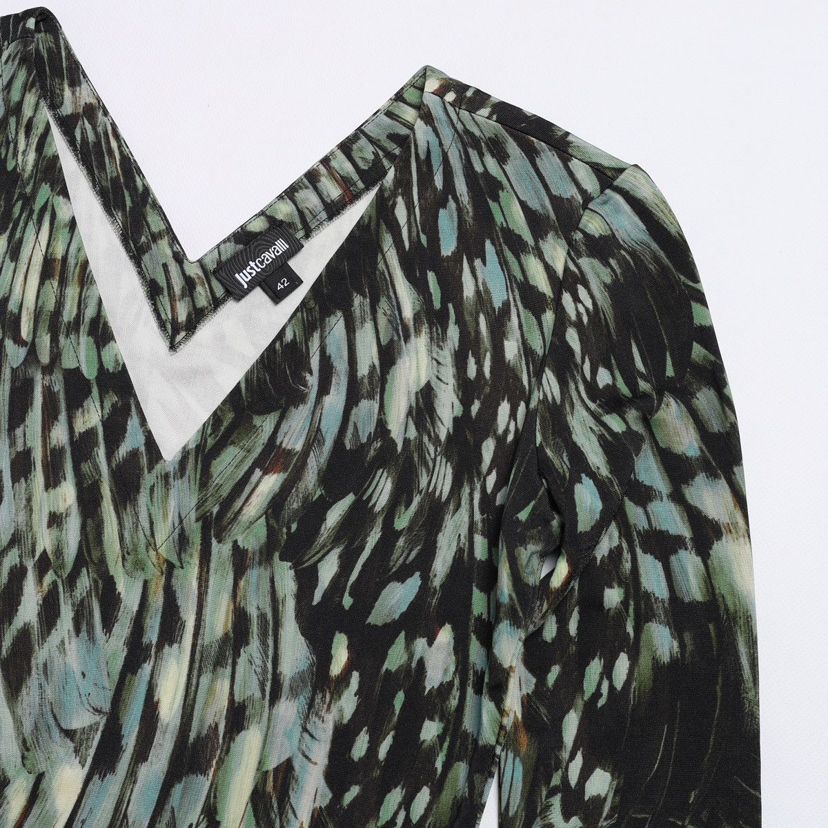Just Cavalli Just Roberto Cavalli Feather Print Green Jungle Floral Top Size M / US 6-8 / IT 42-44 - 3 Thumbnail