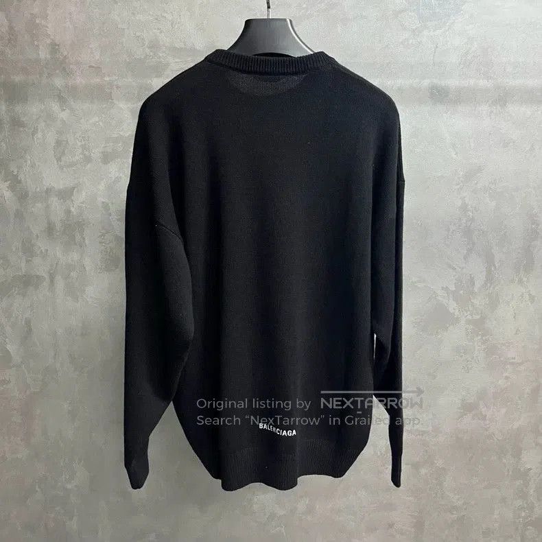 Balenciaga Black Logo Embroidered Sweater.